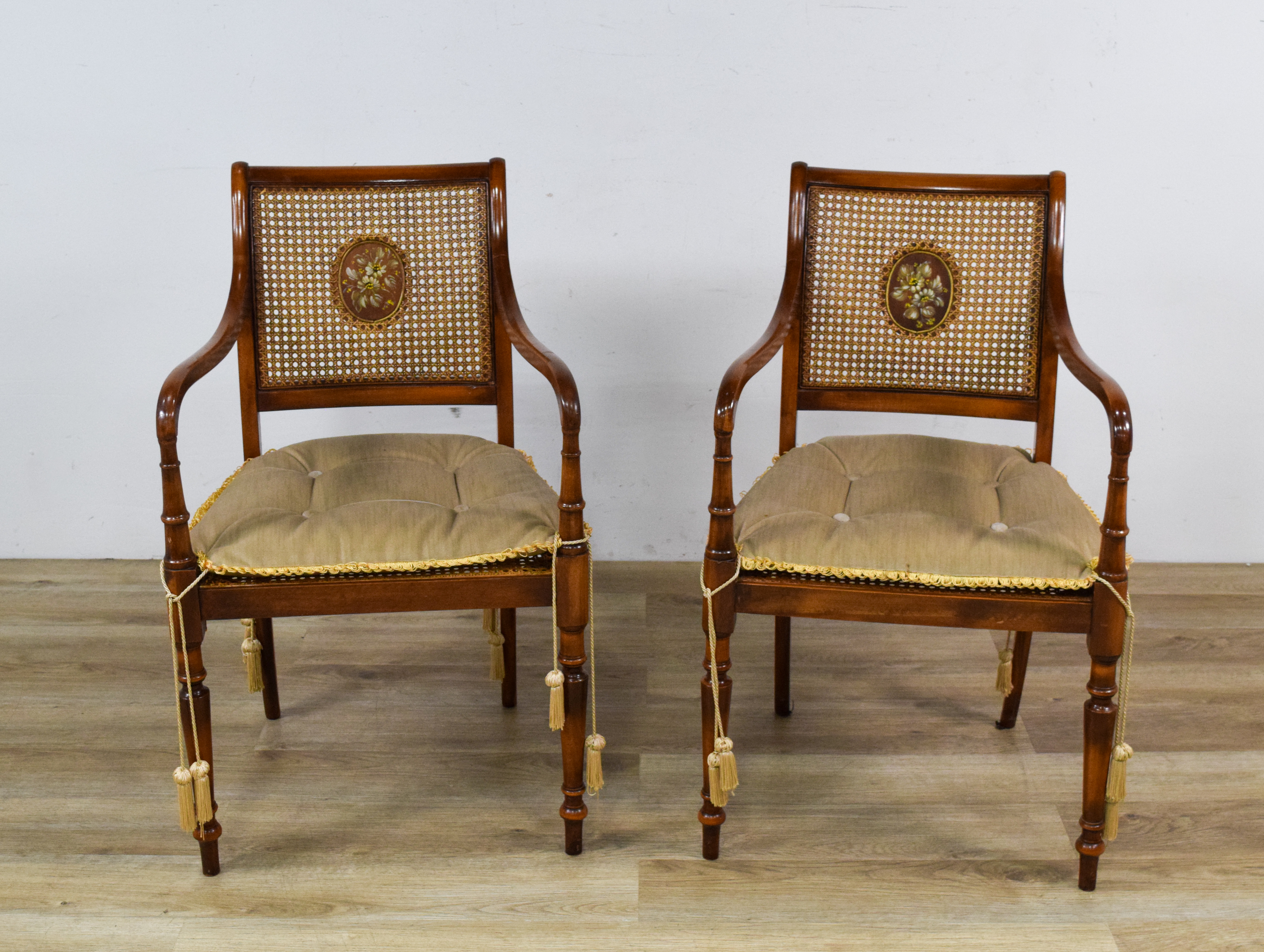 Pair of Louis XVI Style Caned Armchairs