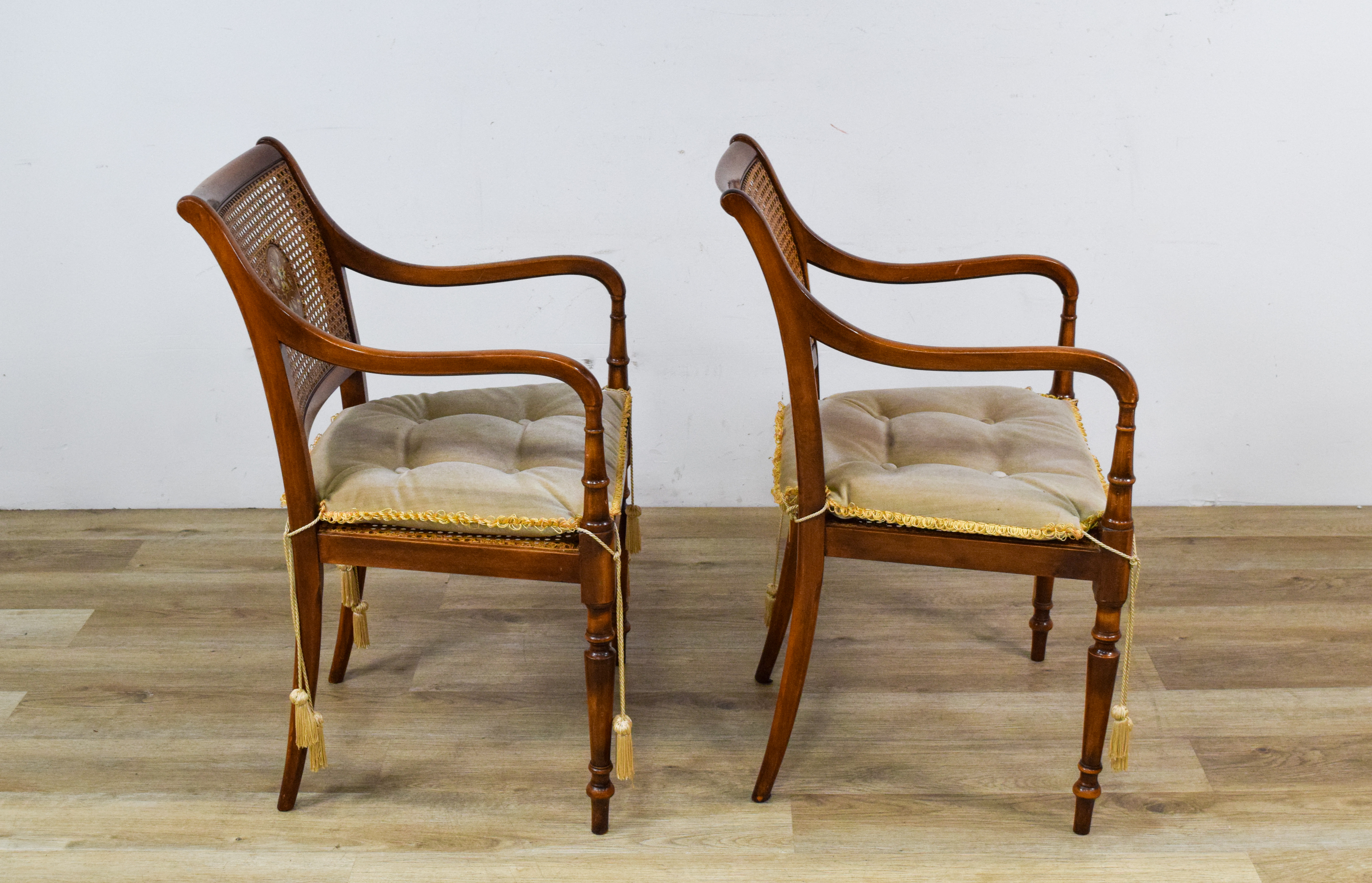 Pair of Louis XVI Style Caned Armchairs