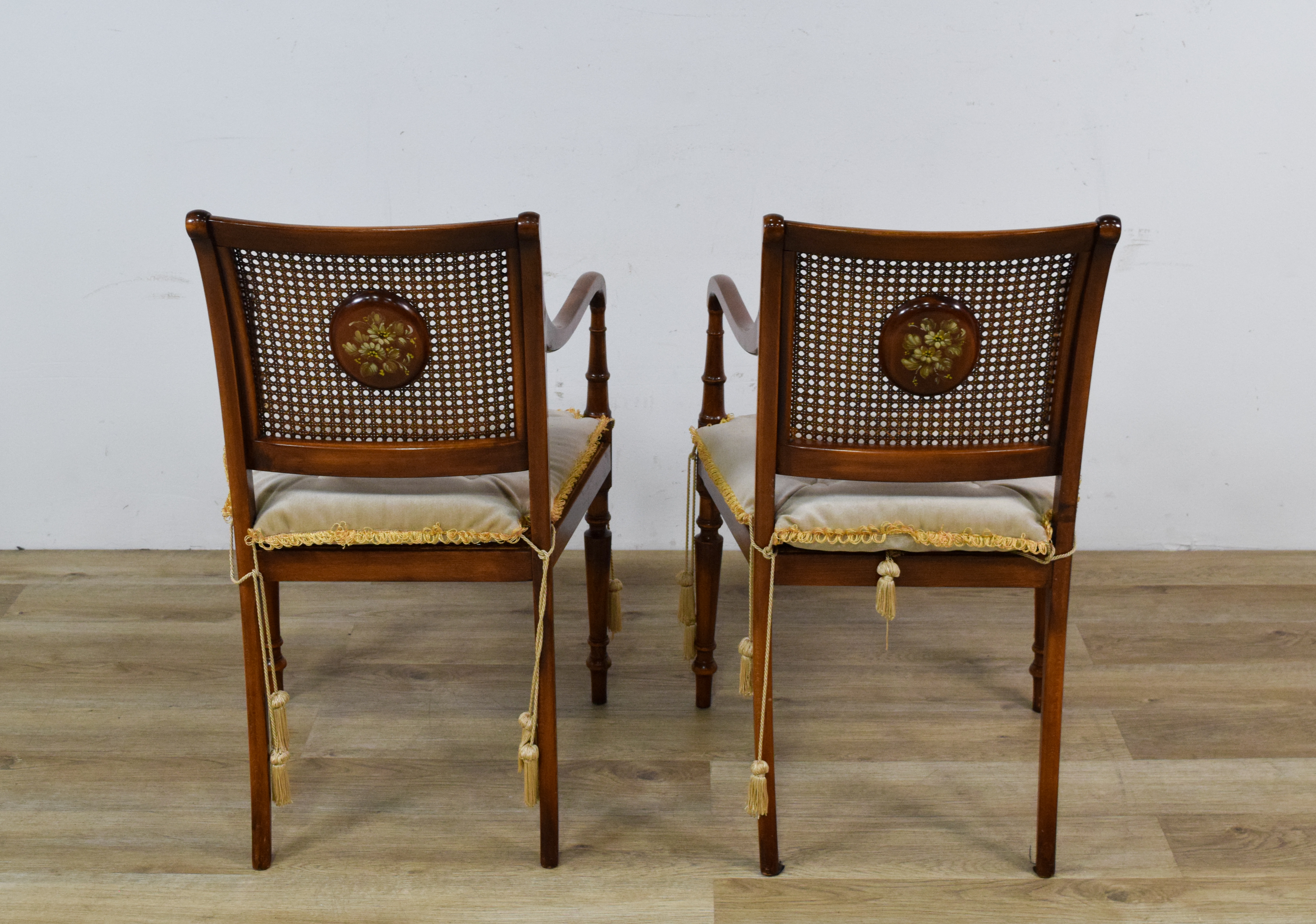 Pair of Louis XVI Style Caned Armchairs