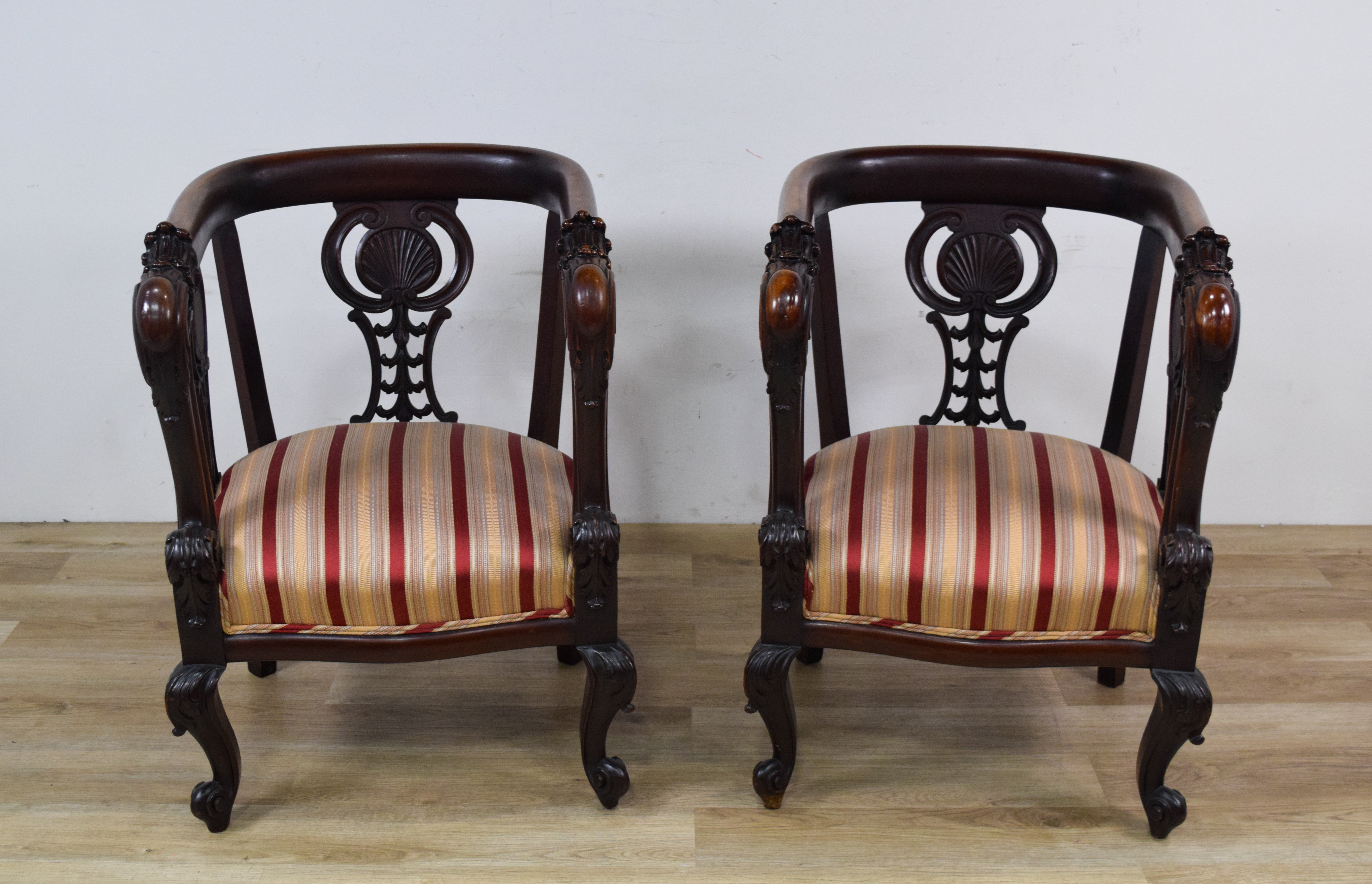 Pair of Chippendale Style Barrel-Back Tub Armchairs