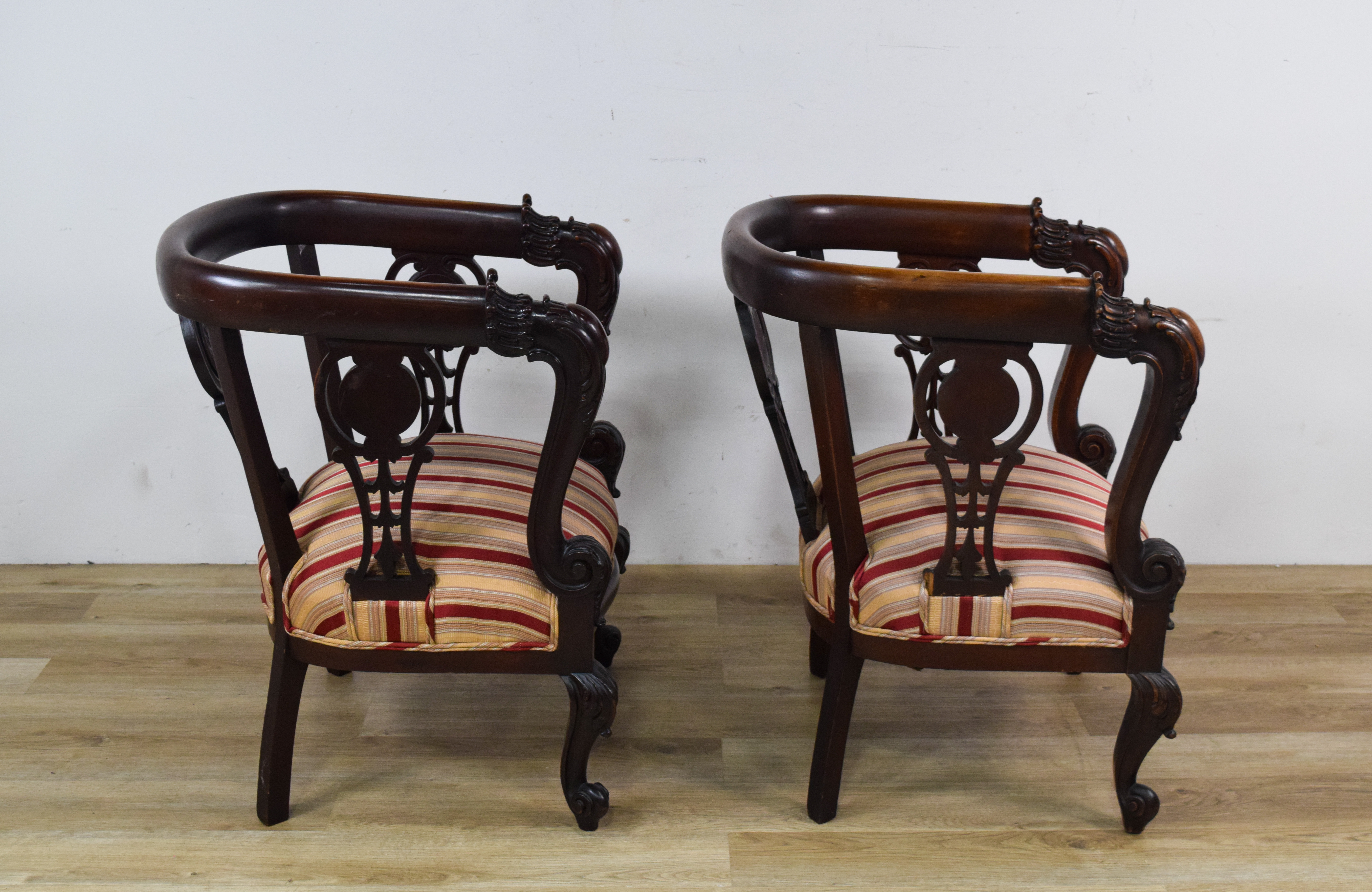 Pair of Chippendale Style Barrel-Back Tub Armchairs