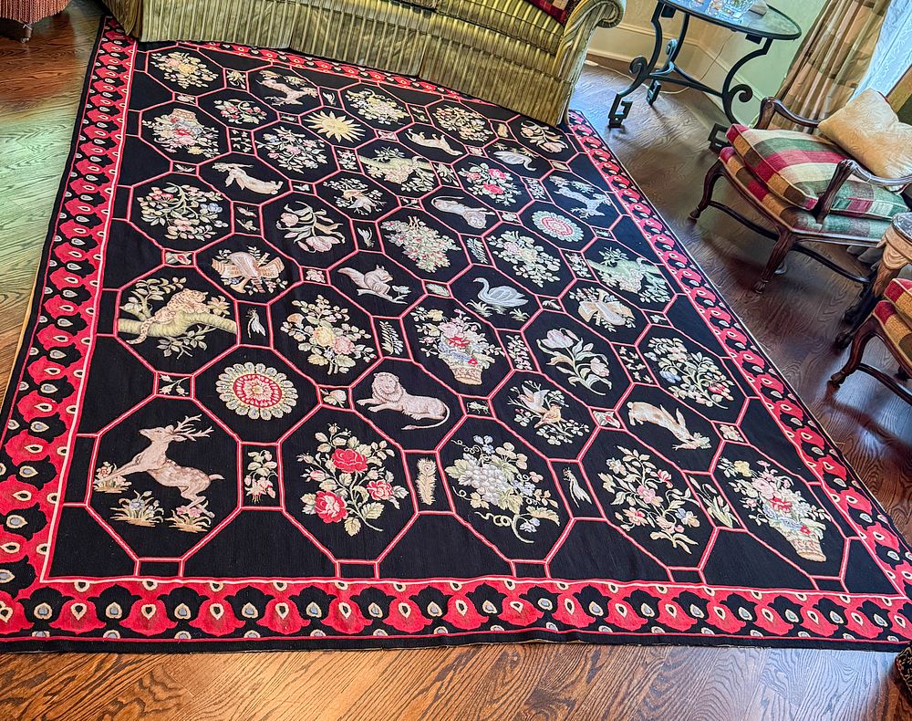 Lot 310: Patterson Flynn Martin Large Menagerie and Botanical Needlepoint Rug