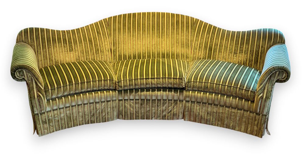 Lot 316: Julia Gray Ltd. Large Upholstered Curved Three-Cushion Conversation Sofa