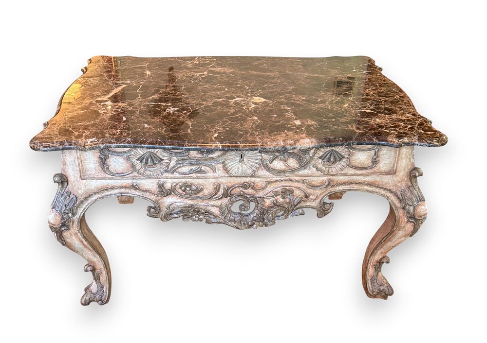 Lot 319: Carved Marble Top Parcel Gilt Low Table