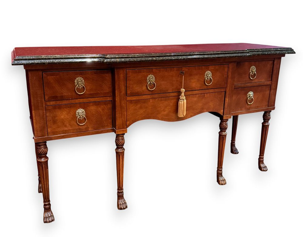 Lot 322: Henredon Historic Natchez Collection Mahogany Sideboard with Custom Marble Top