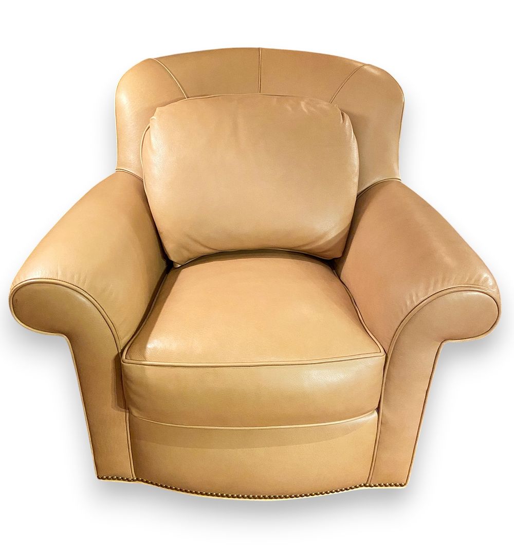 Lot 324: Hancock & Moore Tan Leather Swivel Club Chair