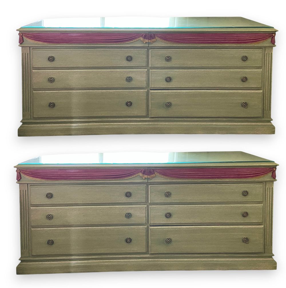 Lot 387: A Pair of Neoclassical Style Painted Triple Dressers