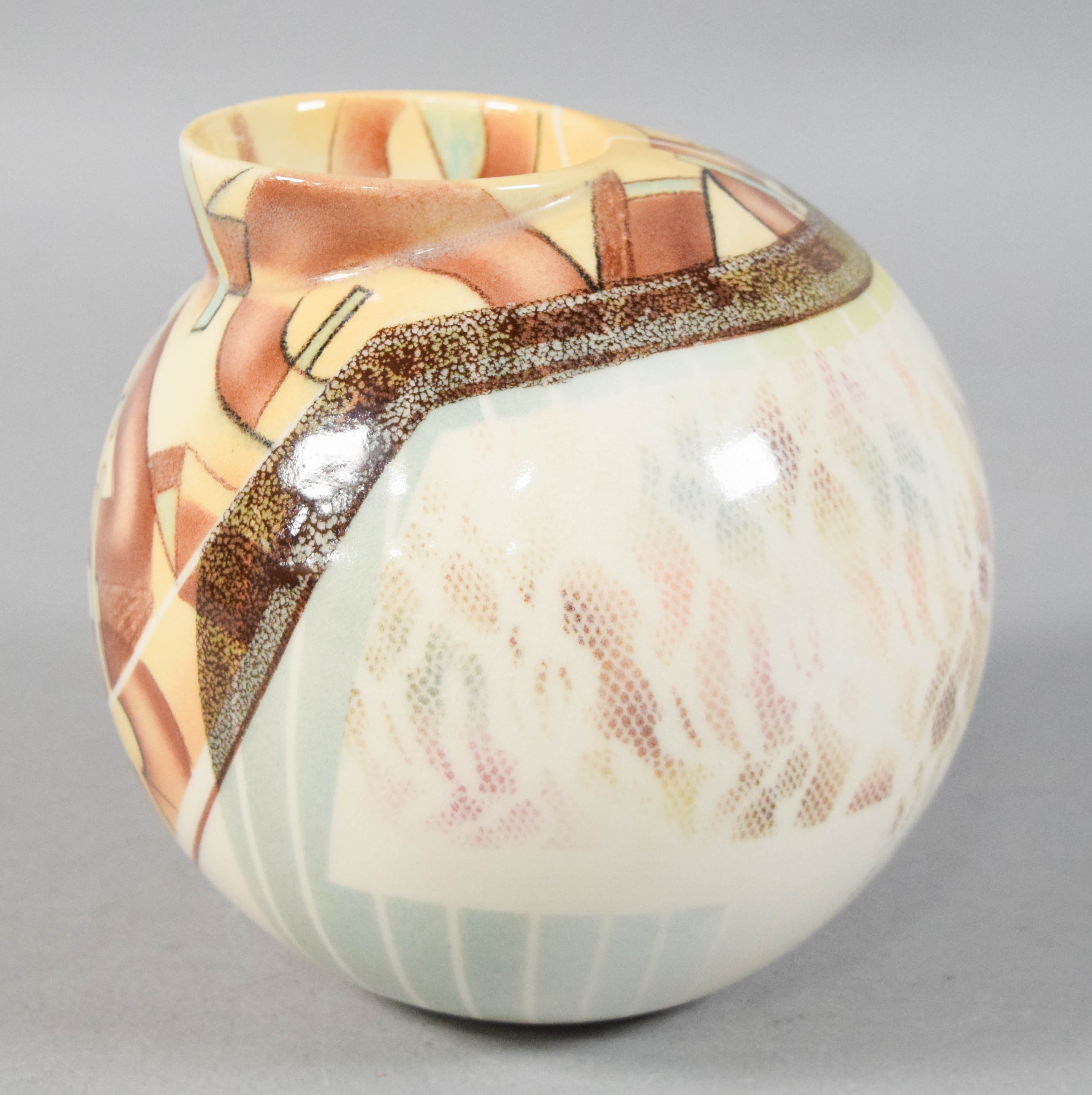 Studio Pottery Asymmetric Globe Vessel
