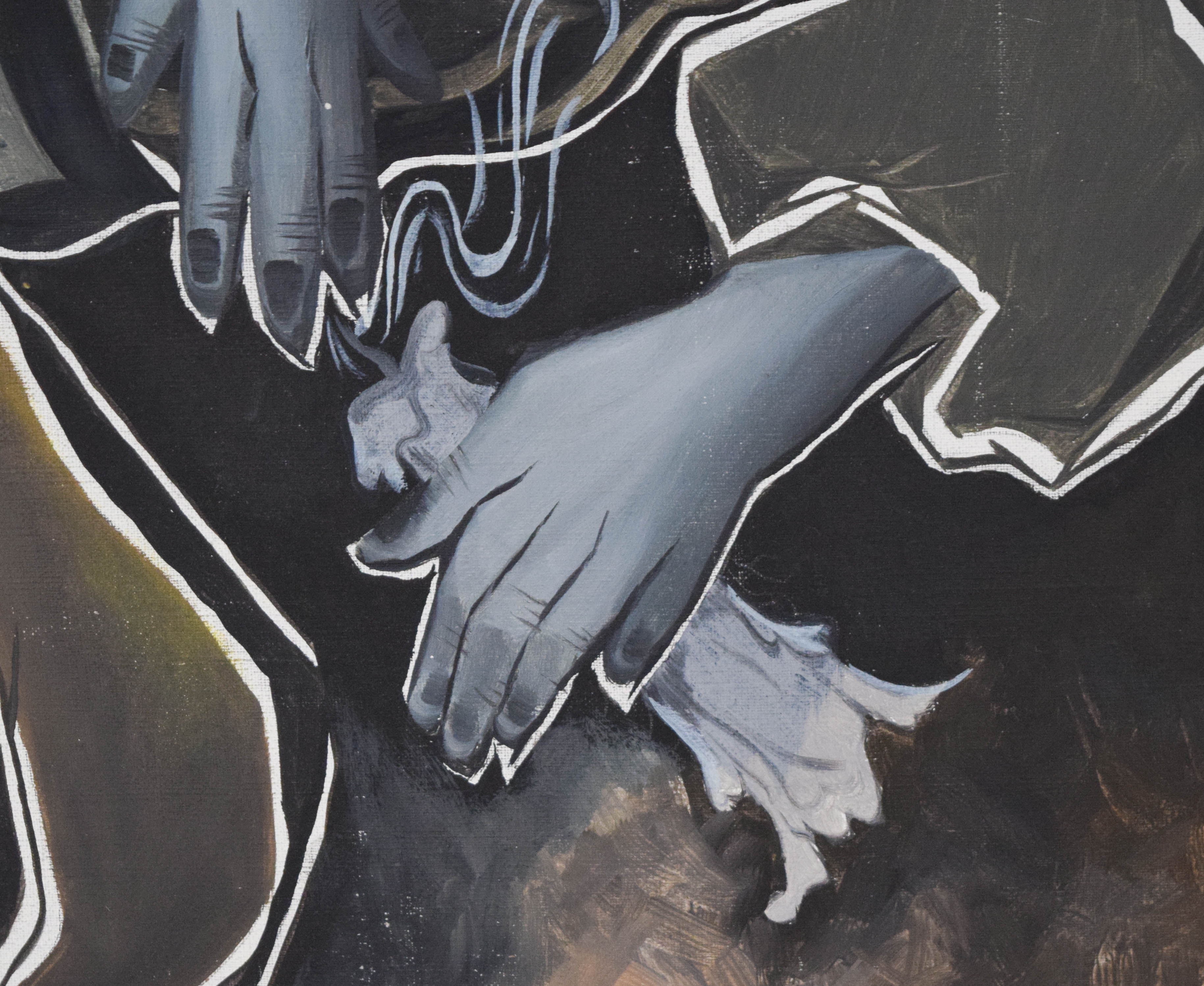 Nawal Al-Atiq Oil on Canvas Stylized Mourning Scene