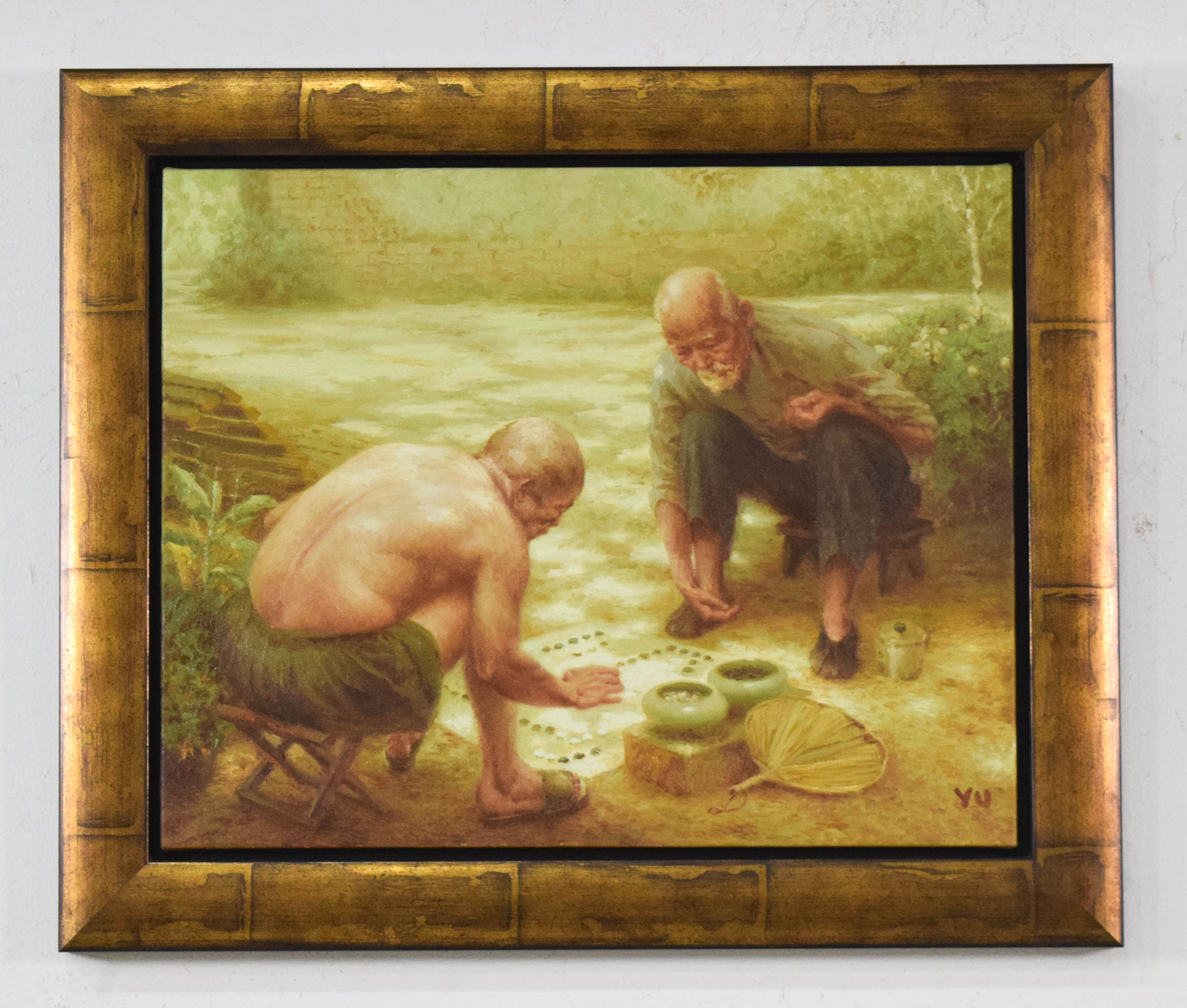 Yu Xiaoyang Oil on Canvas Joueurs de Go