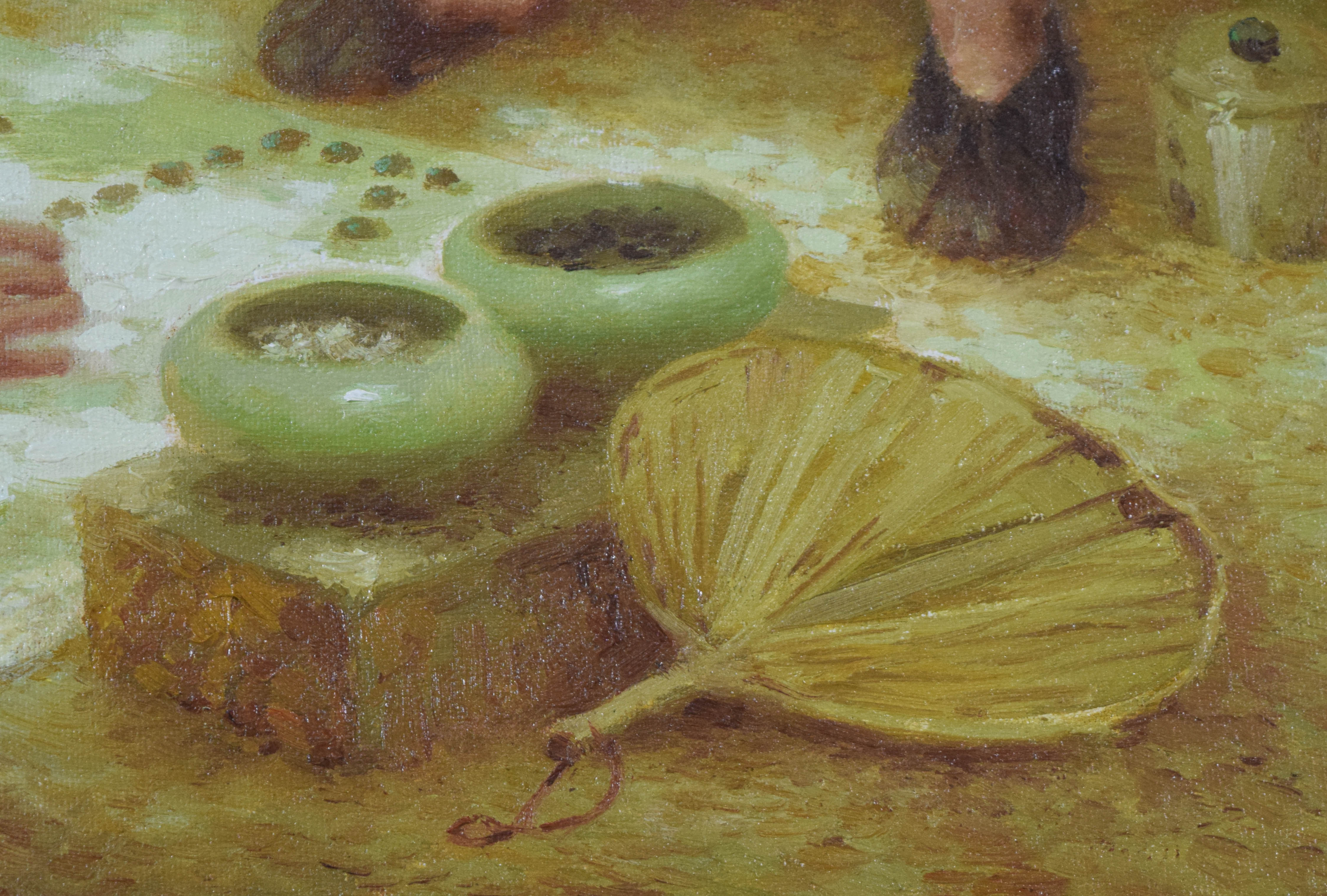 Yu Xiaoyang Oil on Canvas Joueurs de Go