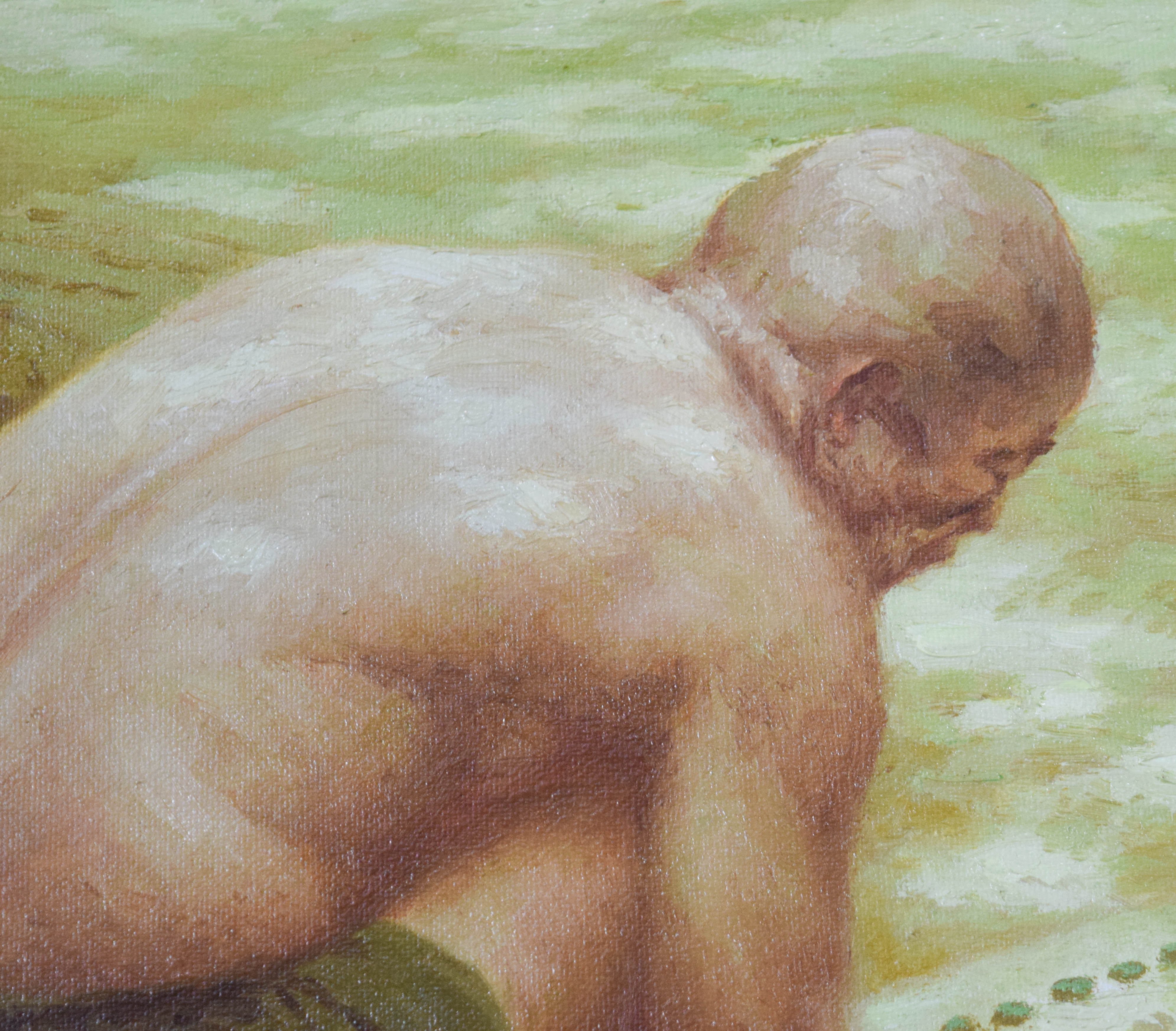Yu Xiaoyang Oil on Canvas Joueurs de Go