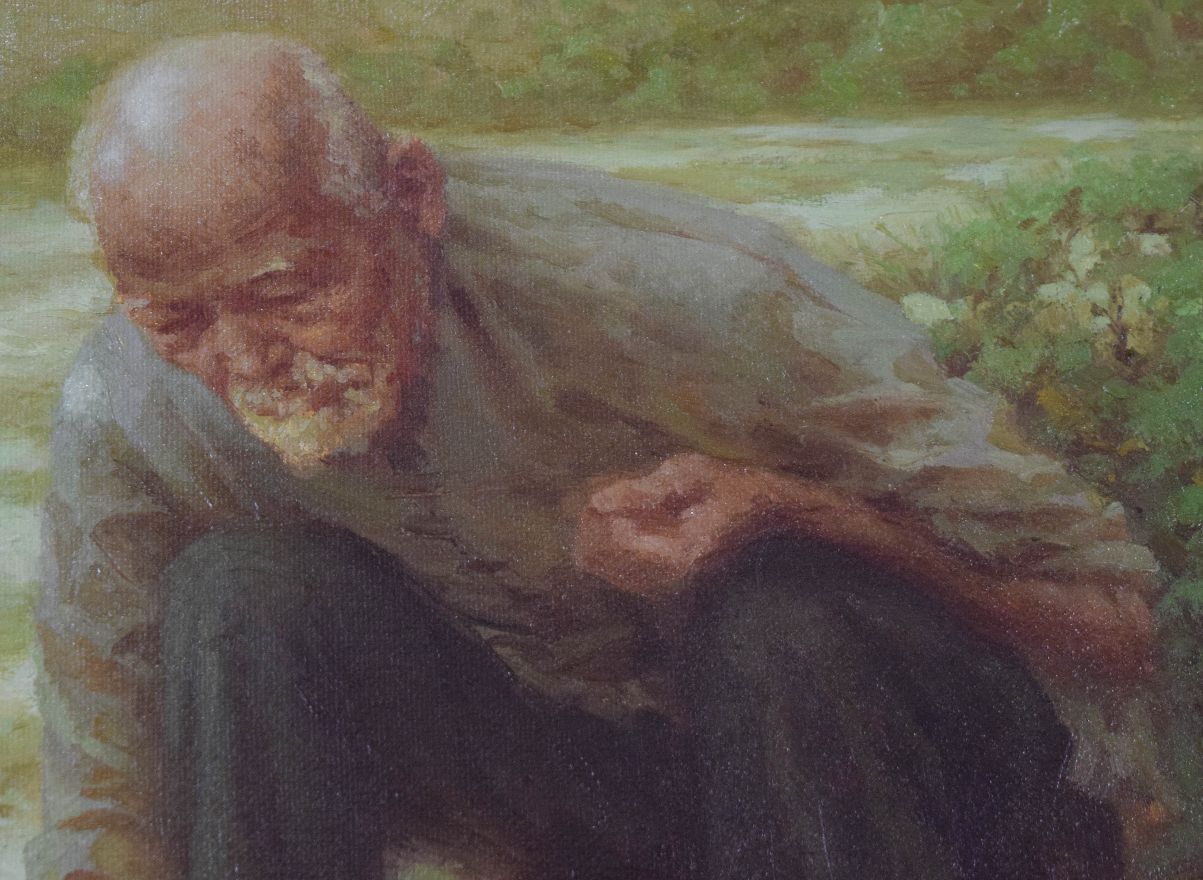 Yu Xiaoyang Oil on Canvas Joueurs de Go