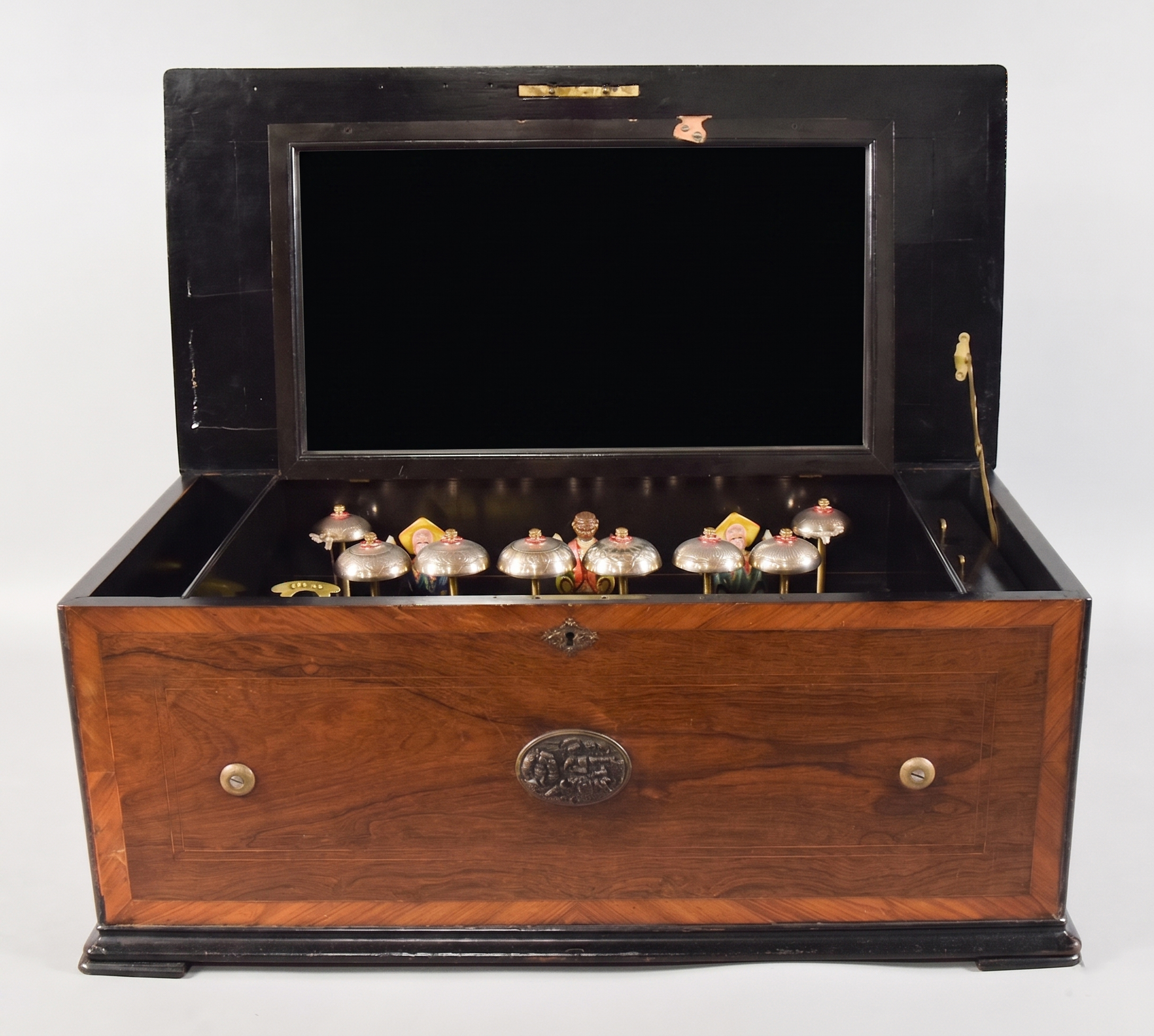 Antique Cylinder Music Box with Three-Figure Automaton
