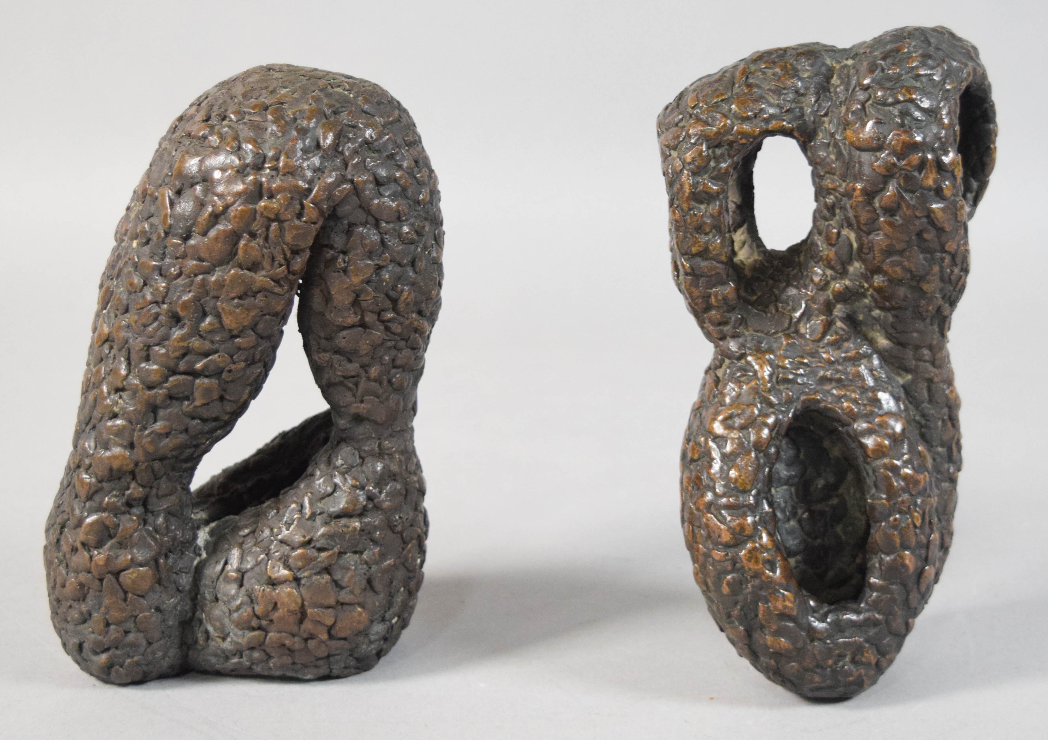 Pair of Modernist Bronze Biomorphic Sculptures