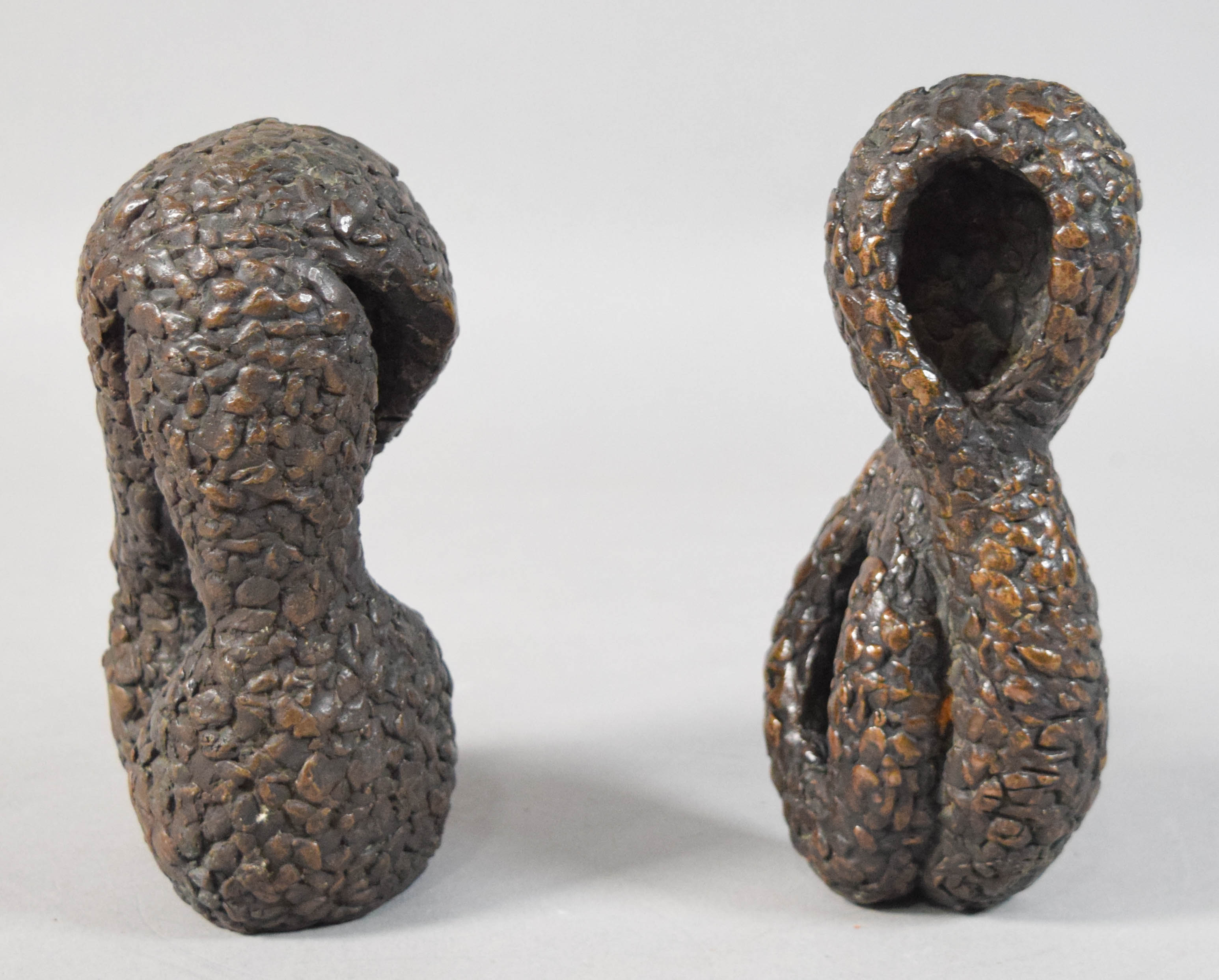 Pair of Modernist Bronze Biomorphic Sculptures