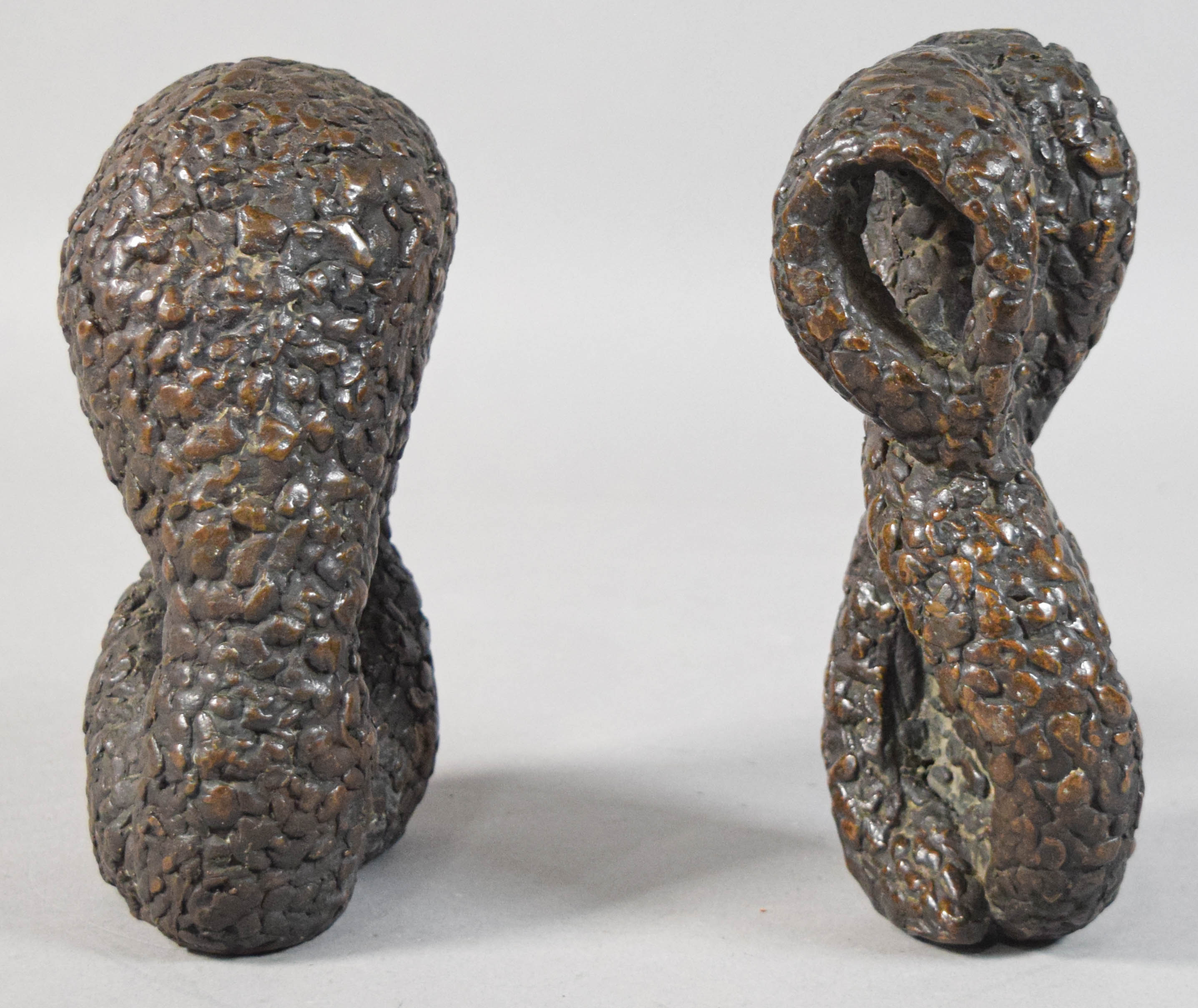 Pair of Modernist Bronze Biomorphic Sculptures