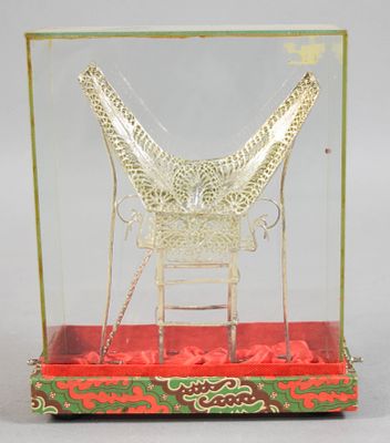 Indonesian Silver Filigree Model of a Traditional Minangkabau House. Indonesian silver miniature 
