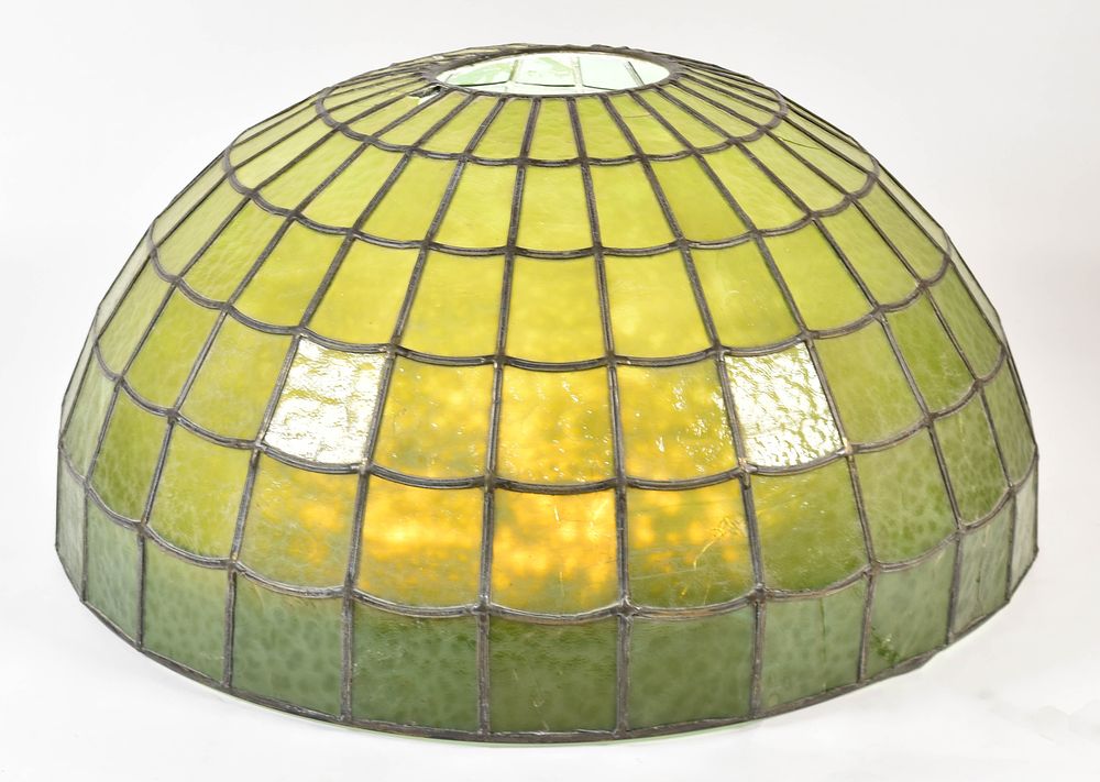 Lot 291: Large Tiffany Style Leaded Slag Glass Dome Lamp Shade