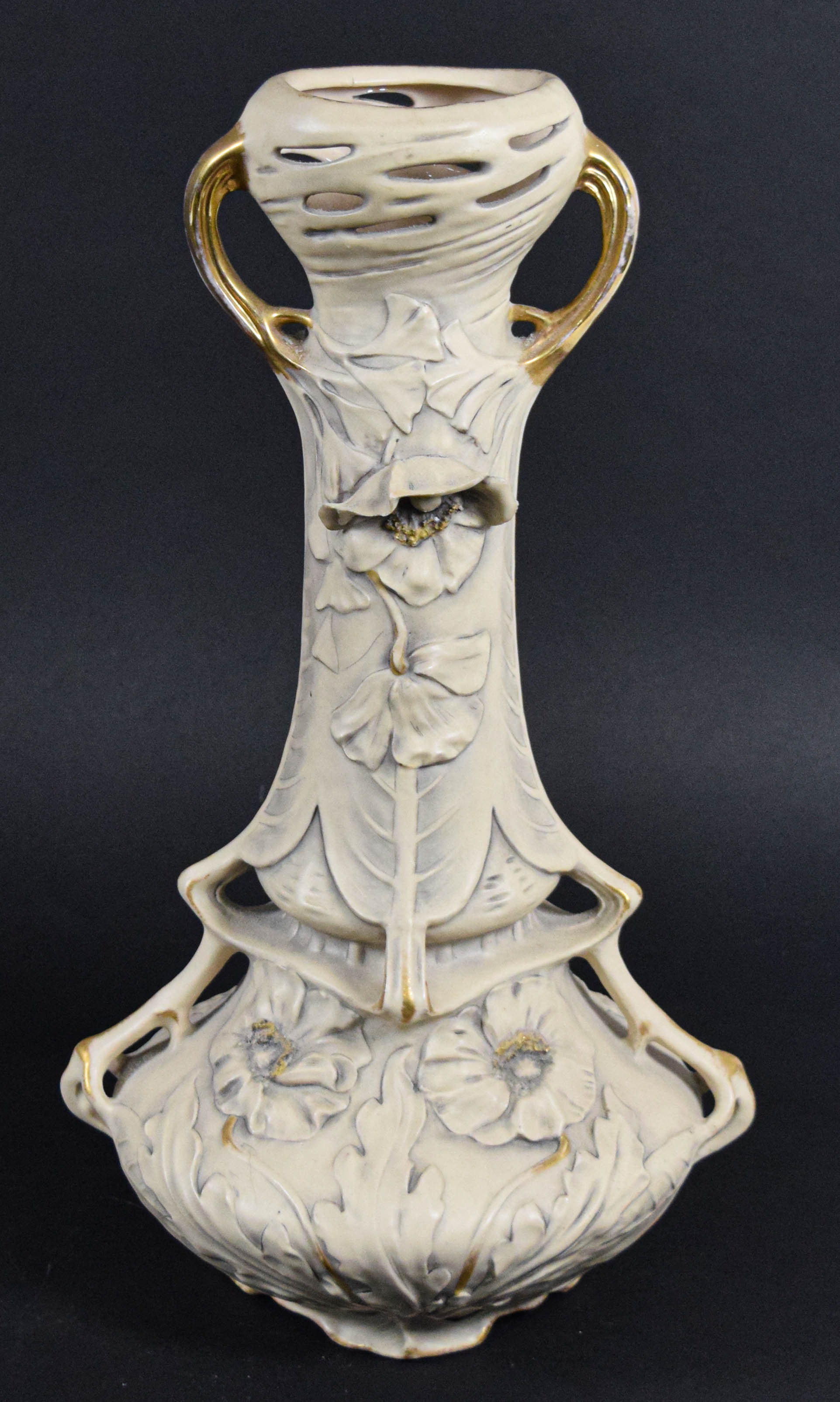 Royal Dux Bohemia Art Nouveau Porcelain Poppy Vase