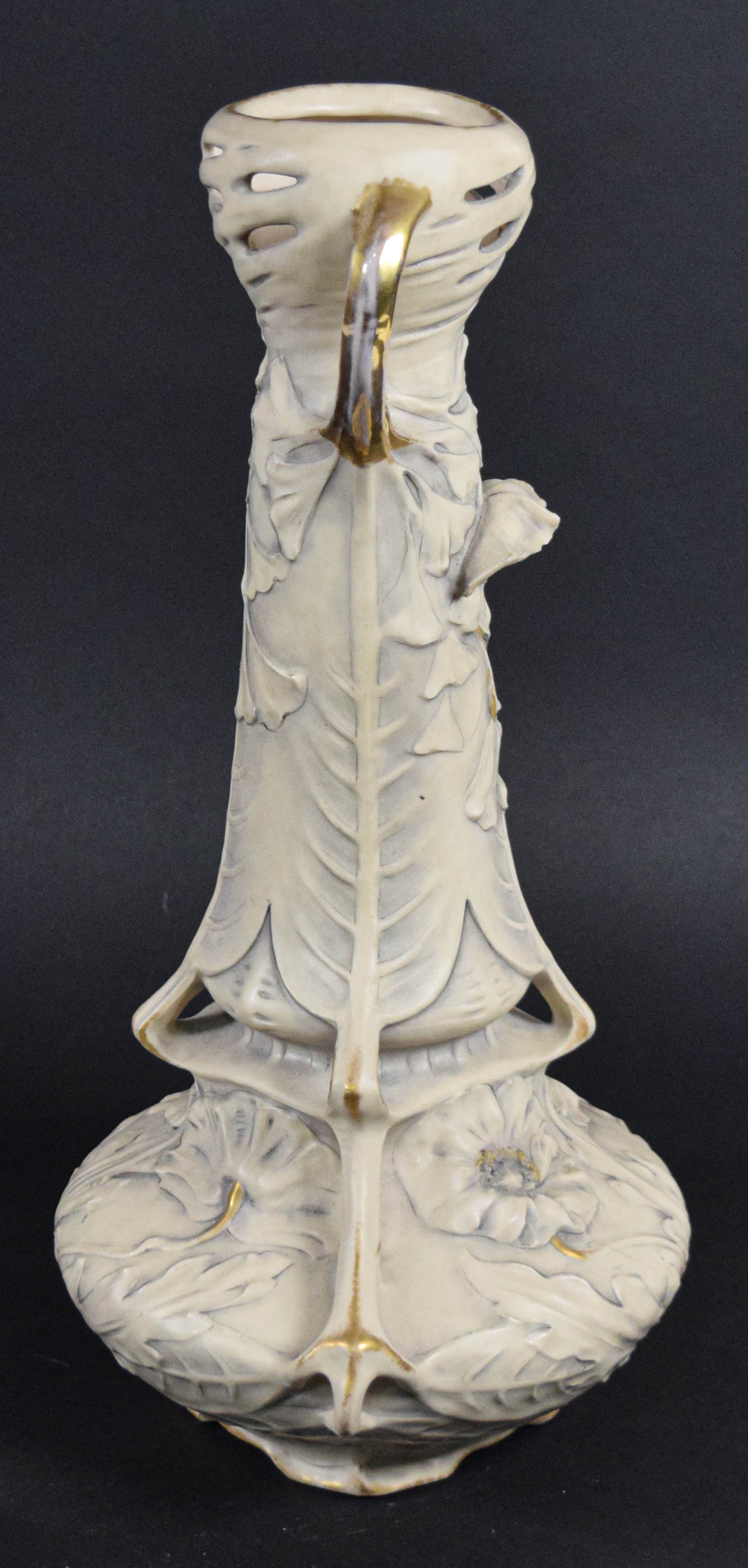 Royal Dux Bohemia Art Nouveau Porcelain Poppy Vase