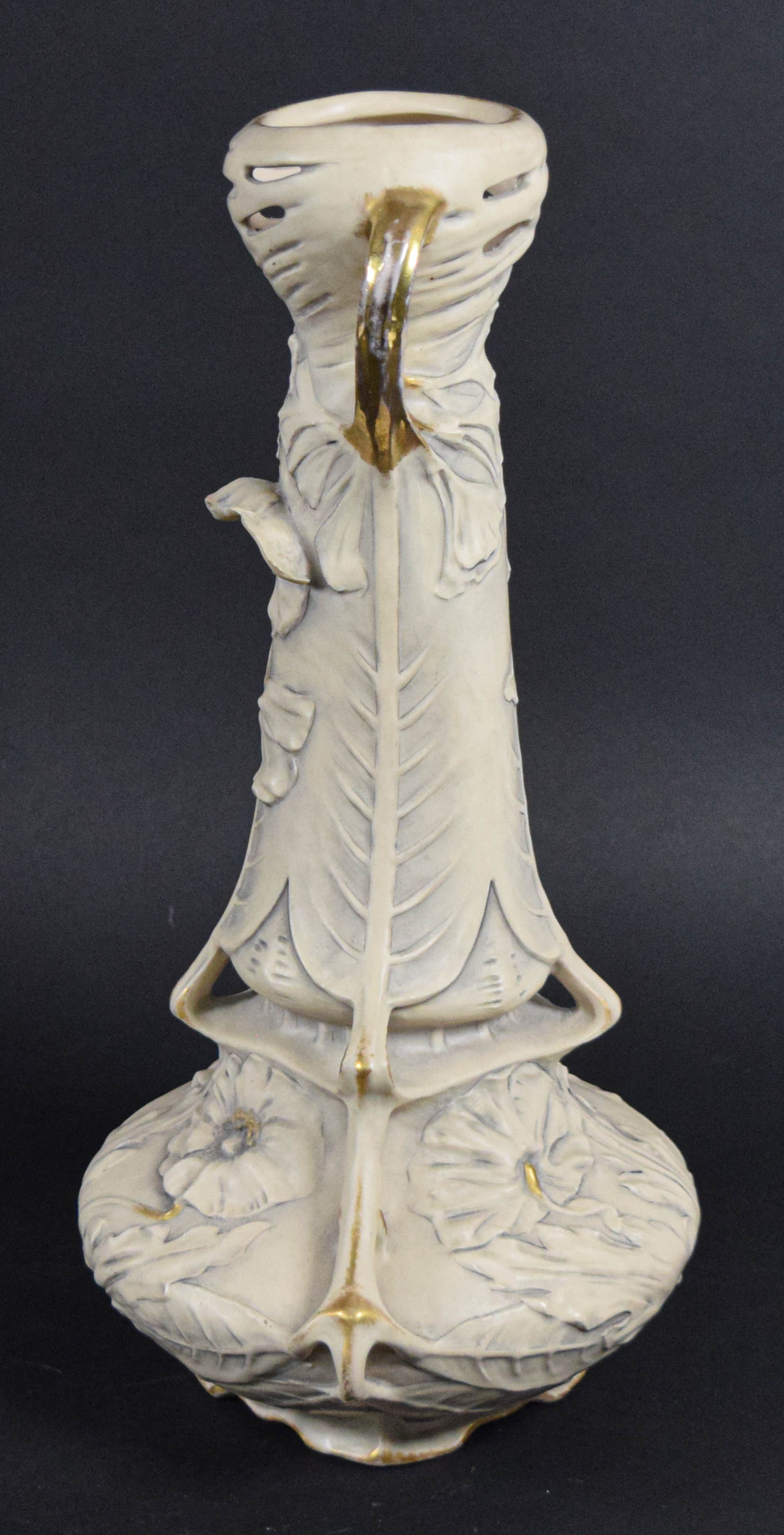 Royal Dux Bohemia Art Nouveau Porcelain Poppy Vase