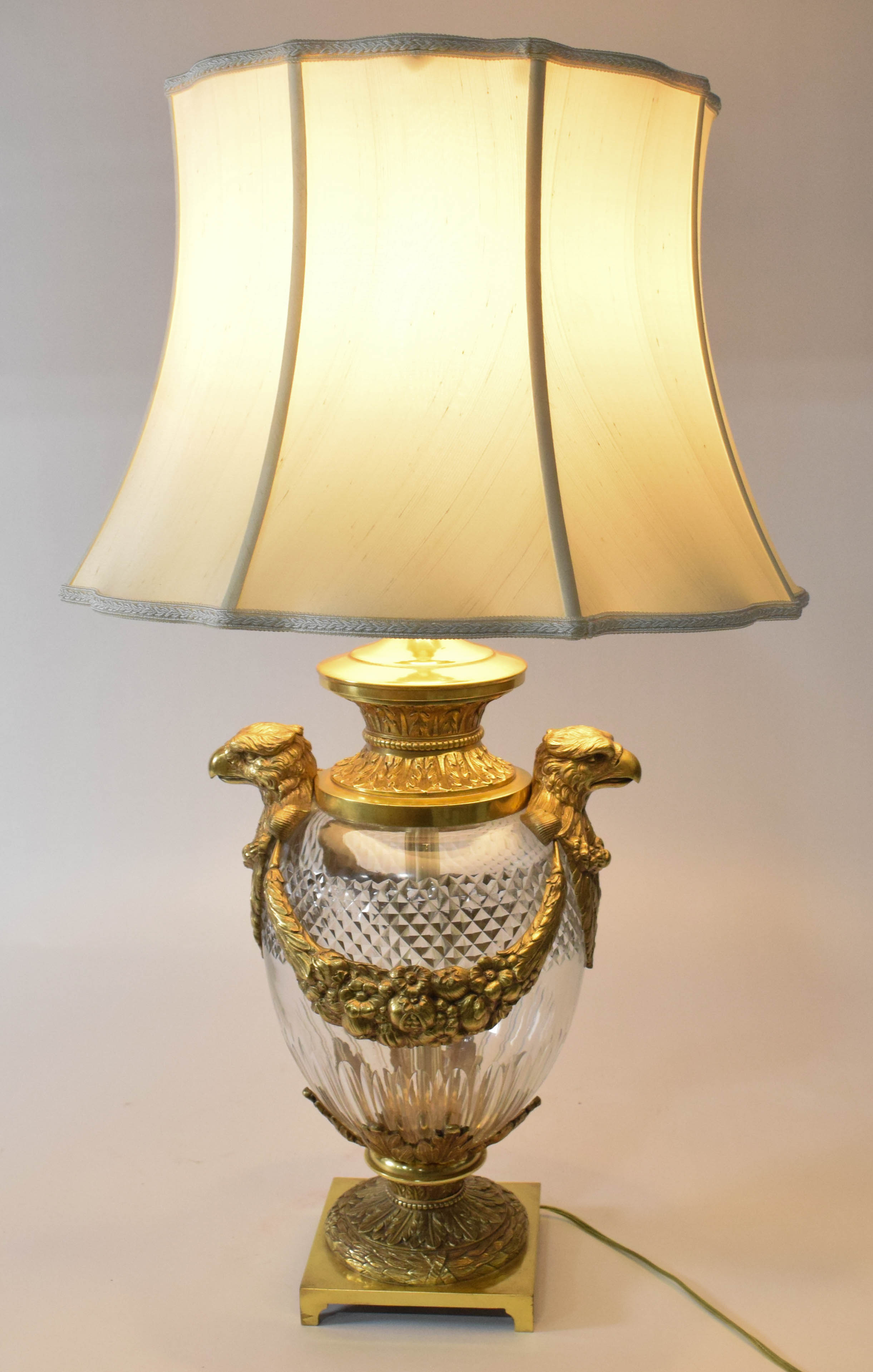 A Neoclassical Style Gilt-Metal Mounted Cut Crystal Table Lamp