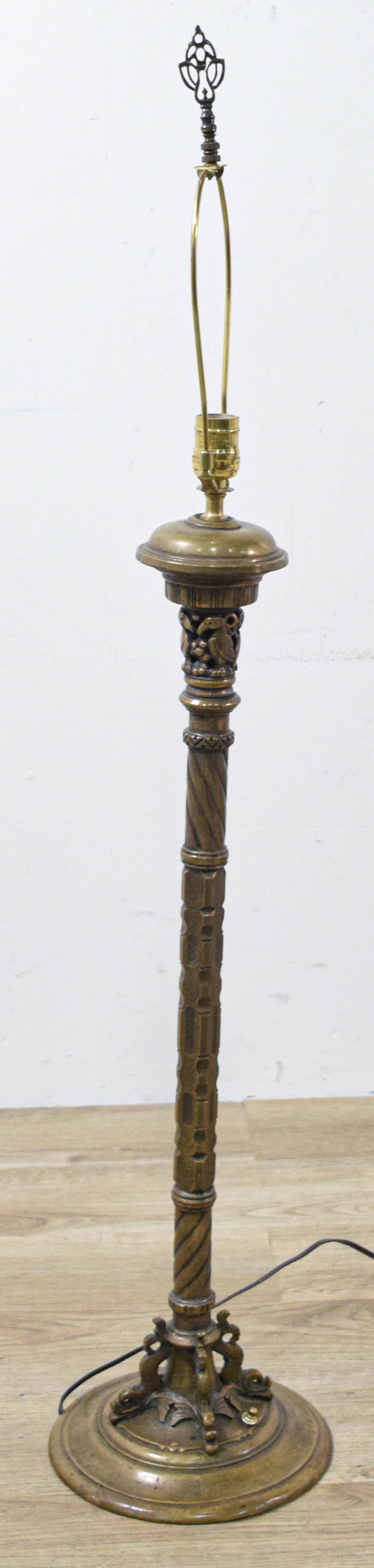 Seger Studios Cast Metal Floor Lamp with Owl and Dolphin Decoration