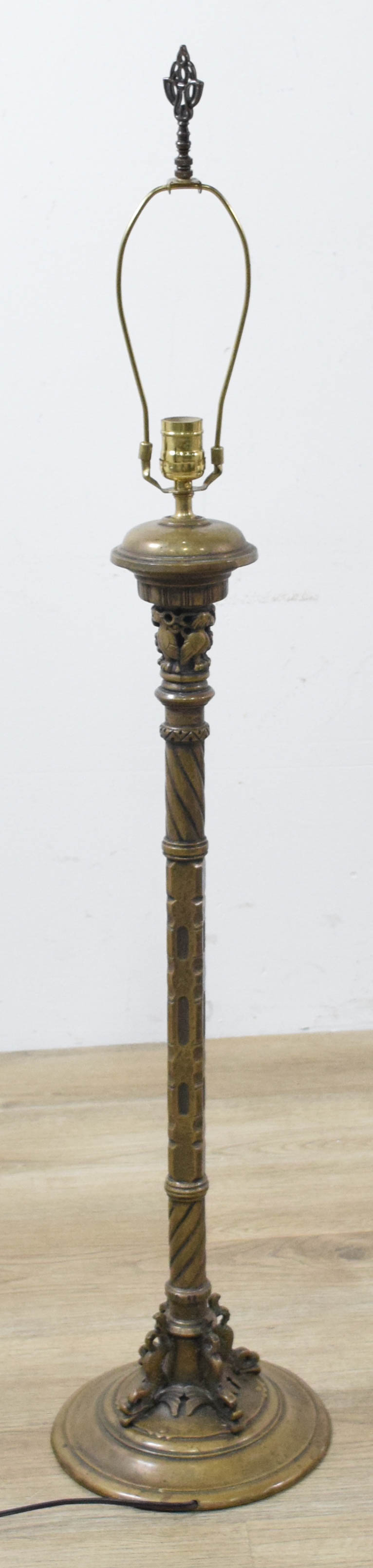 Seger Studios Cast Metal Floor Lamp with Owl and Dolphin Decoration