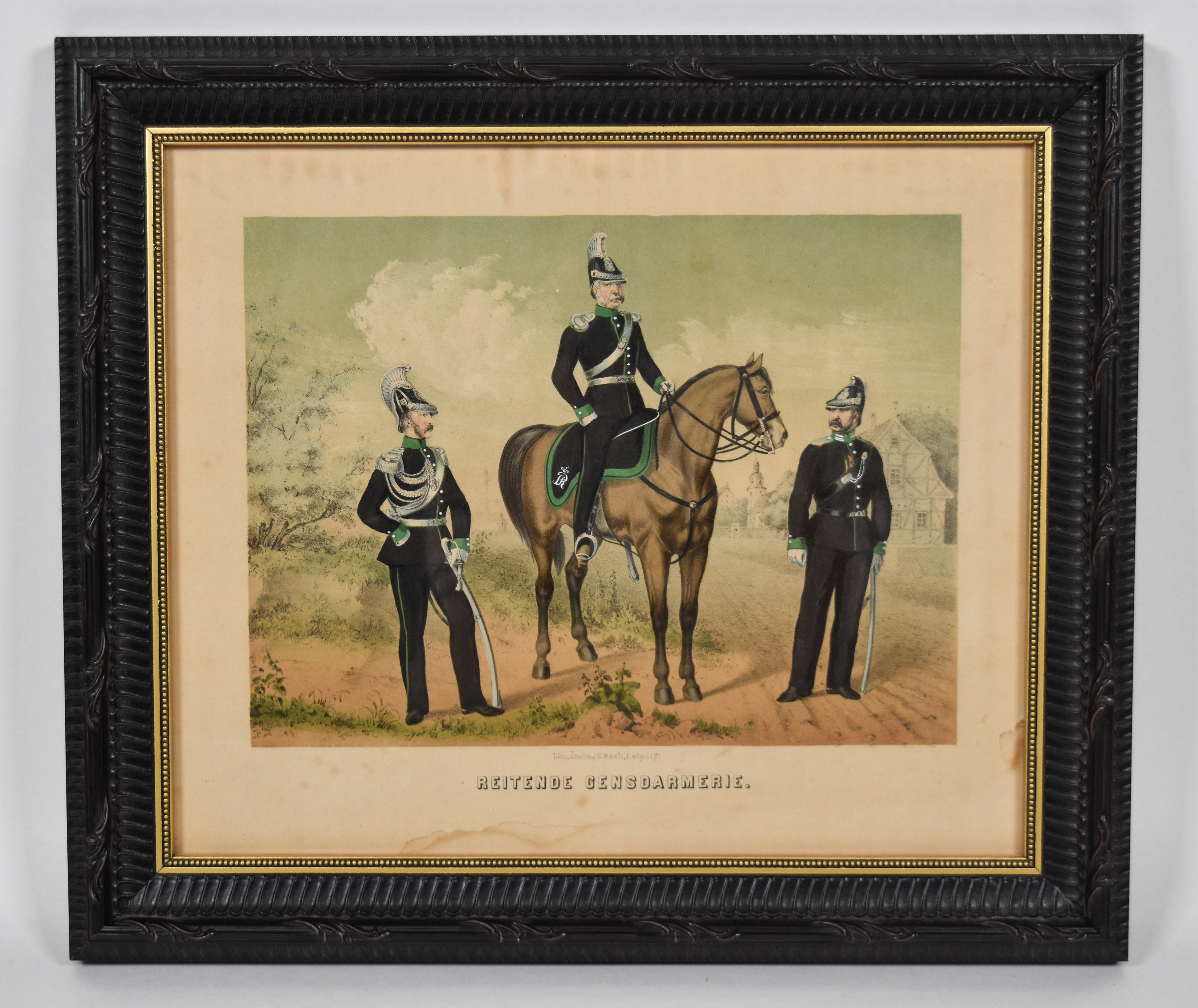 Group of 6 Hand-Colored German Military Uniform Lithographs
