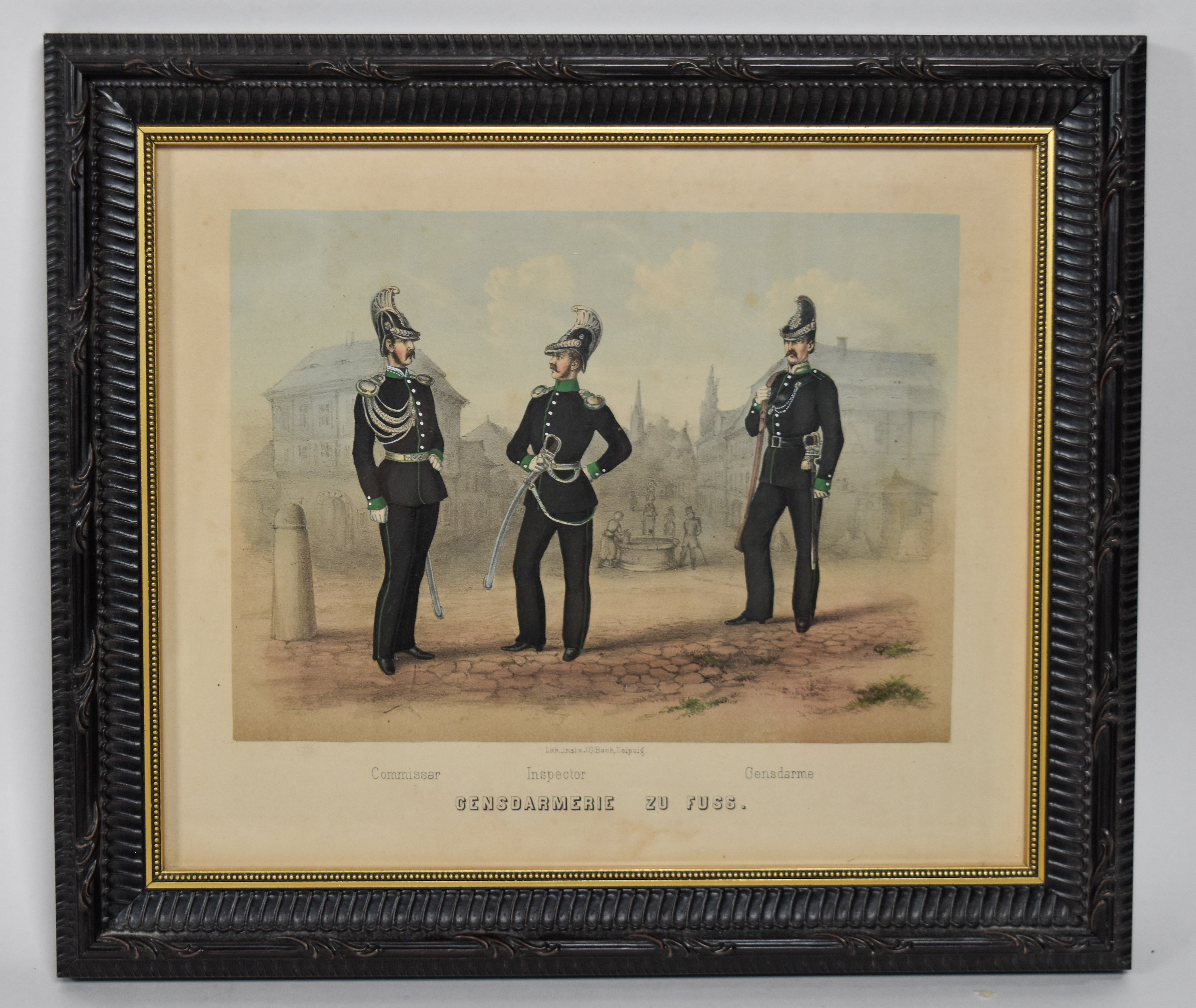 Group of 6 Hand-Colored German Military Uniform Lithographs