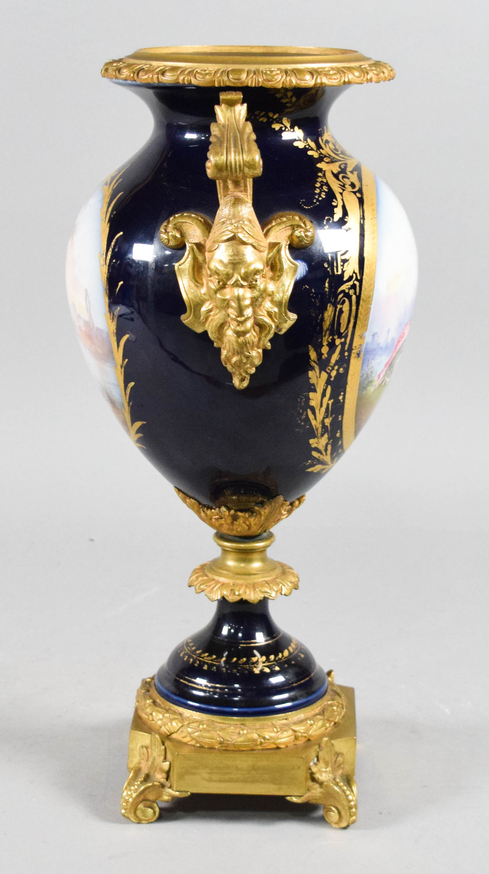Late 19th Century French Cobalt Blue Porcelain and Ormolu Mounted Urn
