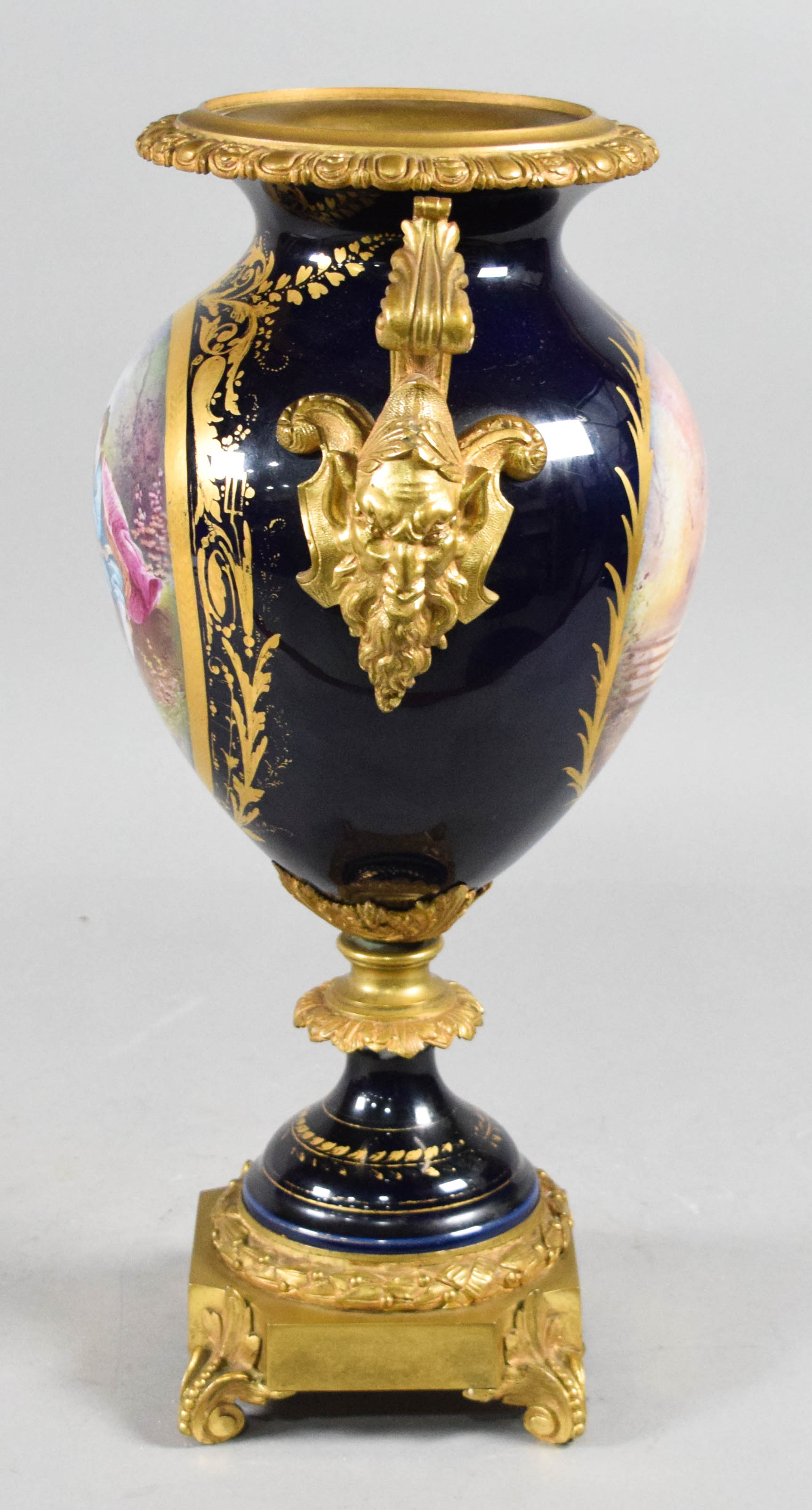 Late 19th Century French Cobalt Blue Porcelain and Ormolu Mounted Urn
