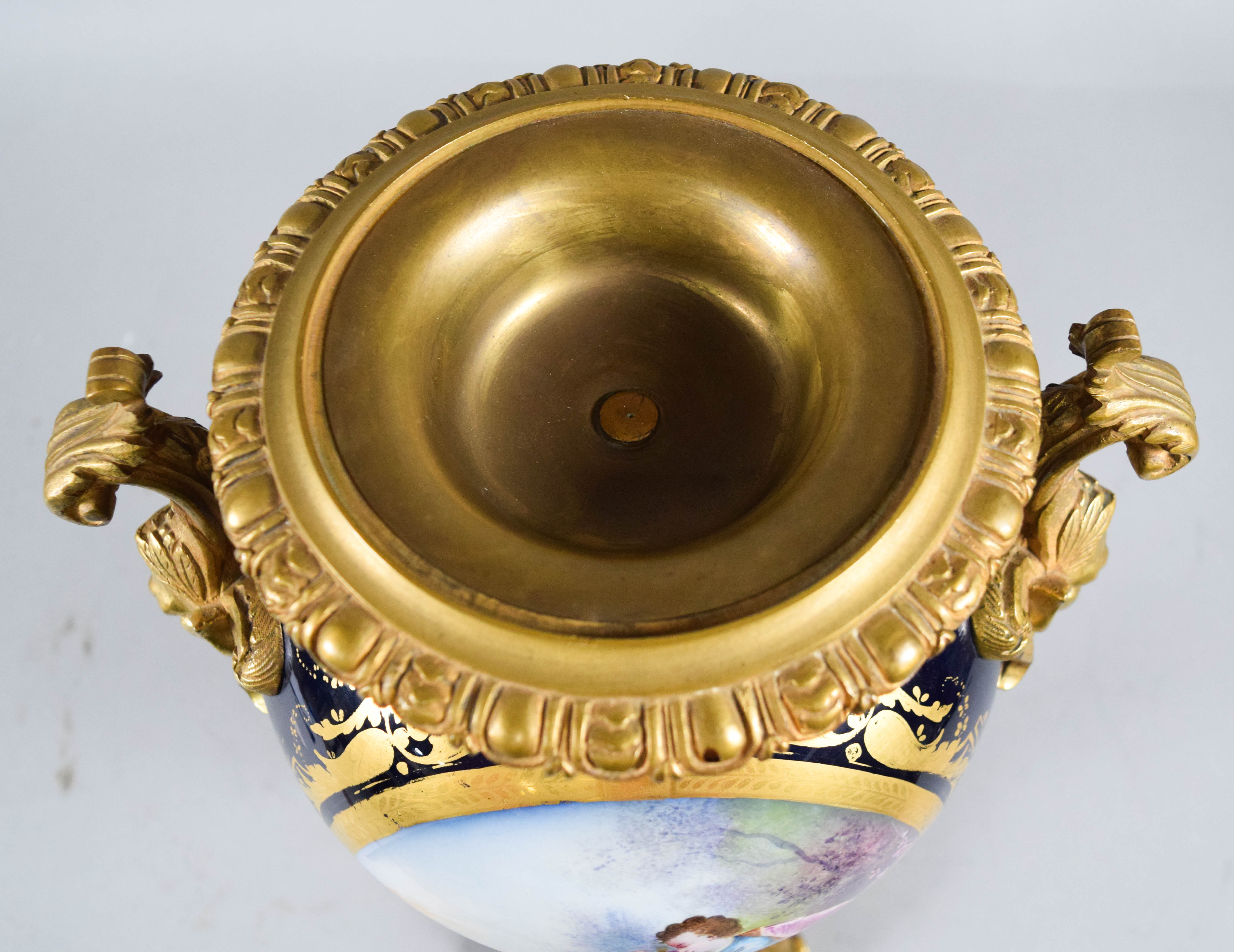 Late 19th Century French Cobalt Blue Porcelain and Ormolu Mounted Urn