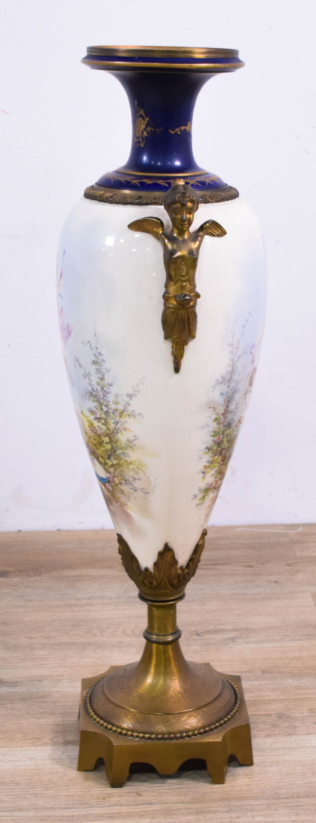 Sevres Style Painted Porcelain and Gilt Metal Urn