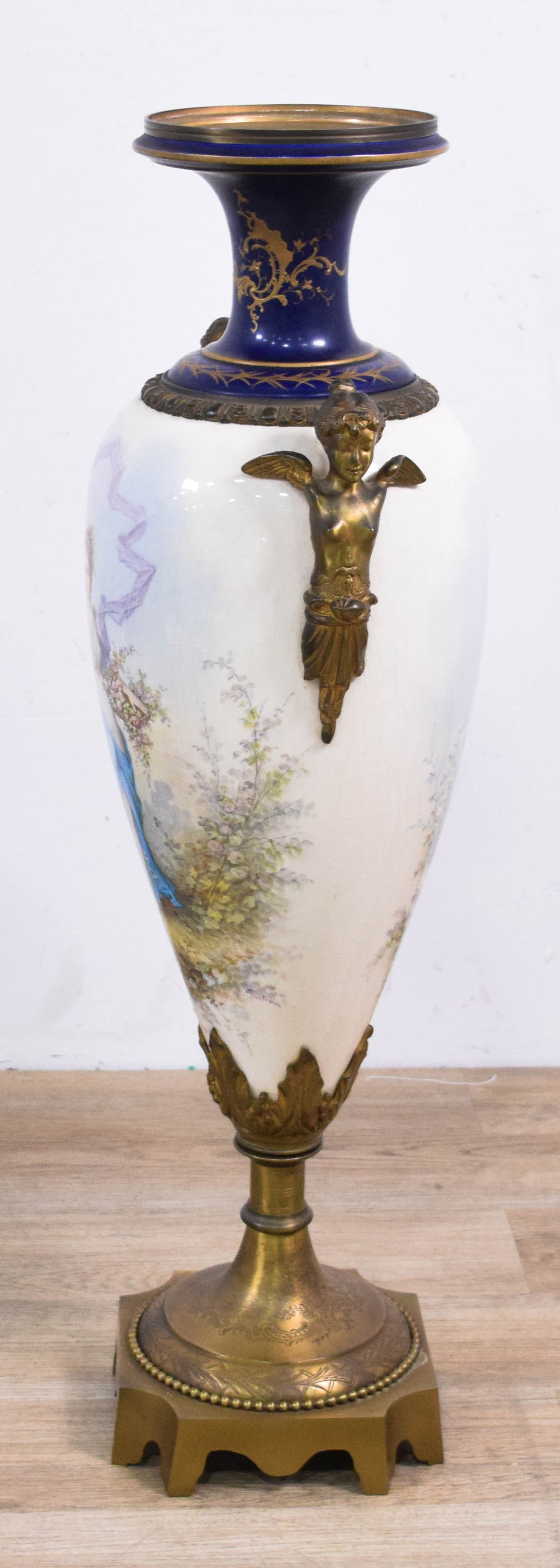 Sevres Style Painted Porcelain and Gilt Metal Urn
