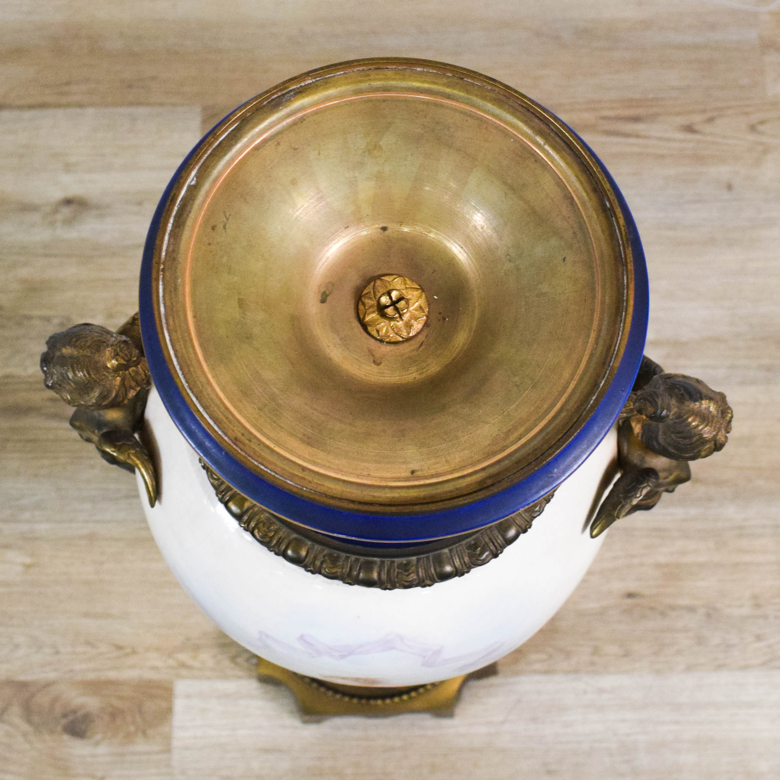 Sevres Style Painted Porcelain and Gilt Metal Urn