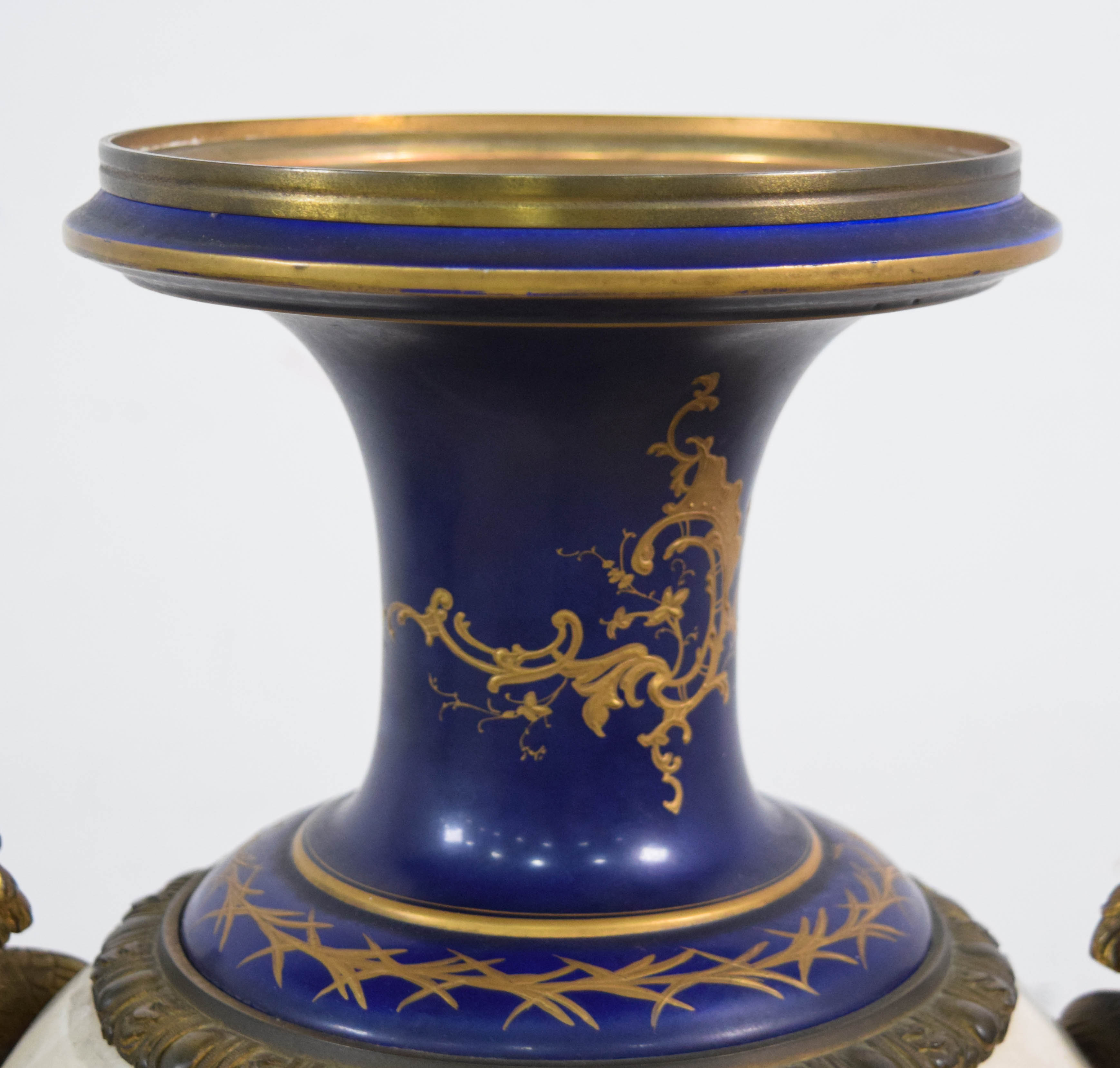 Sevres Style Painted Porcelain and Gilt Metal Urn
