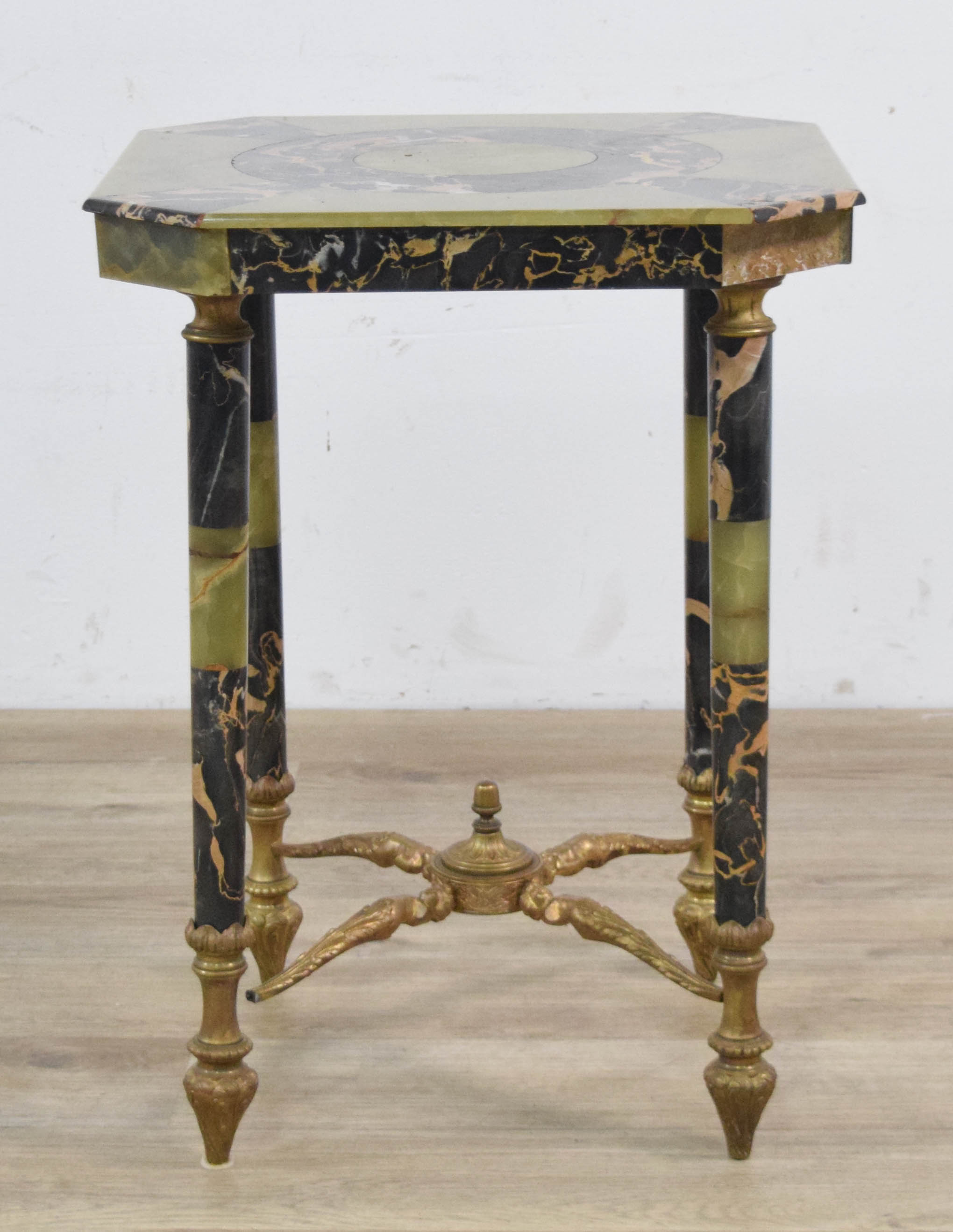 Late 19th Century French Neoclassical Green Onyx and Portoro Marble Side Table
