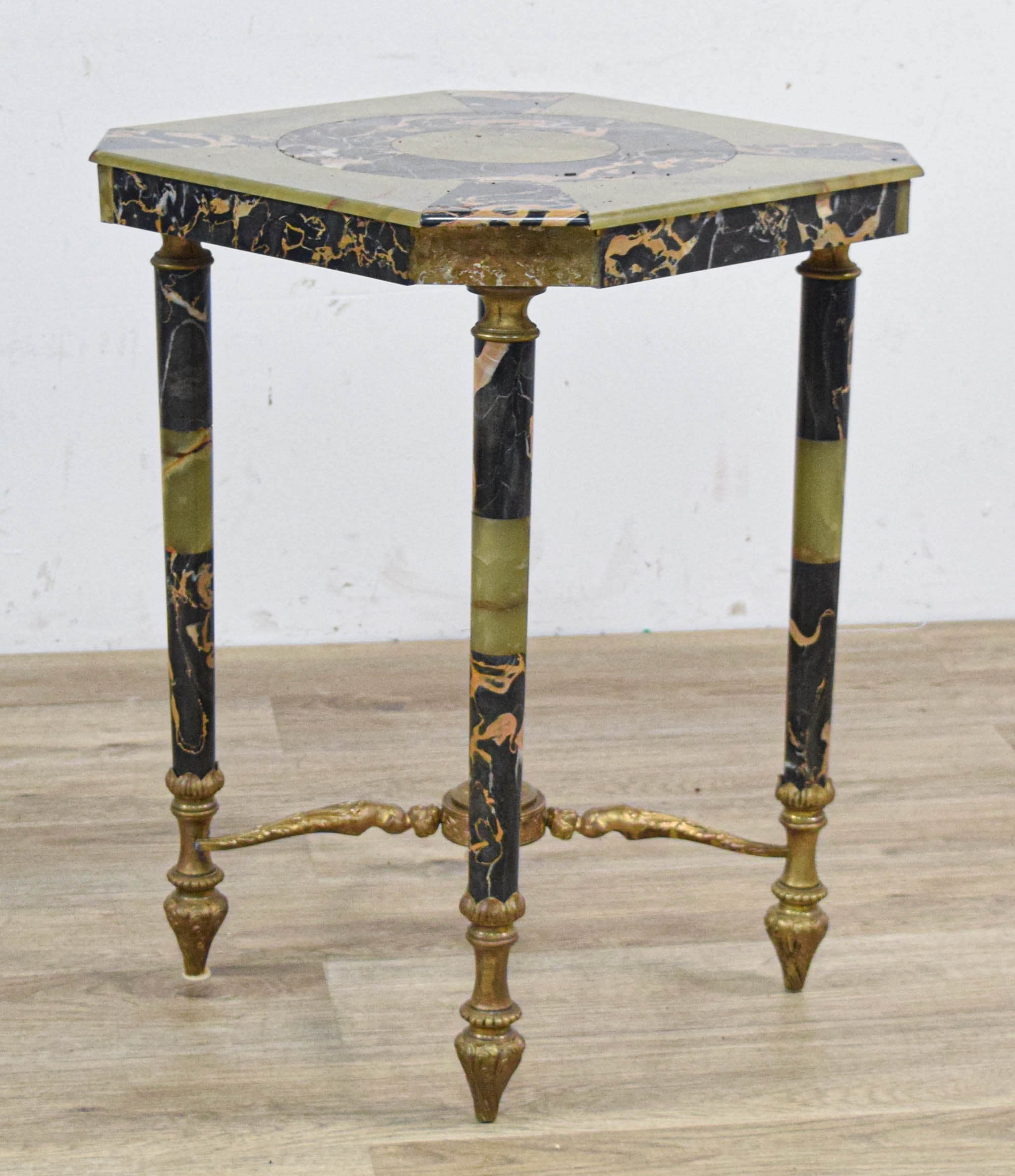 Late 19th Century French Neoclassical Green Onyx and Portoro Marble Side Table