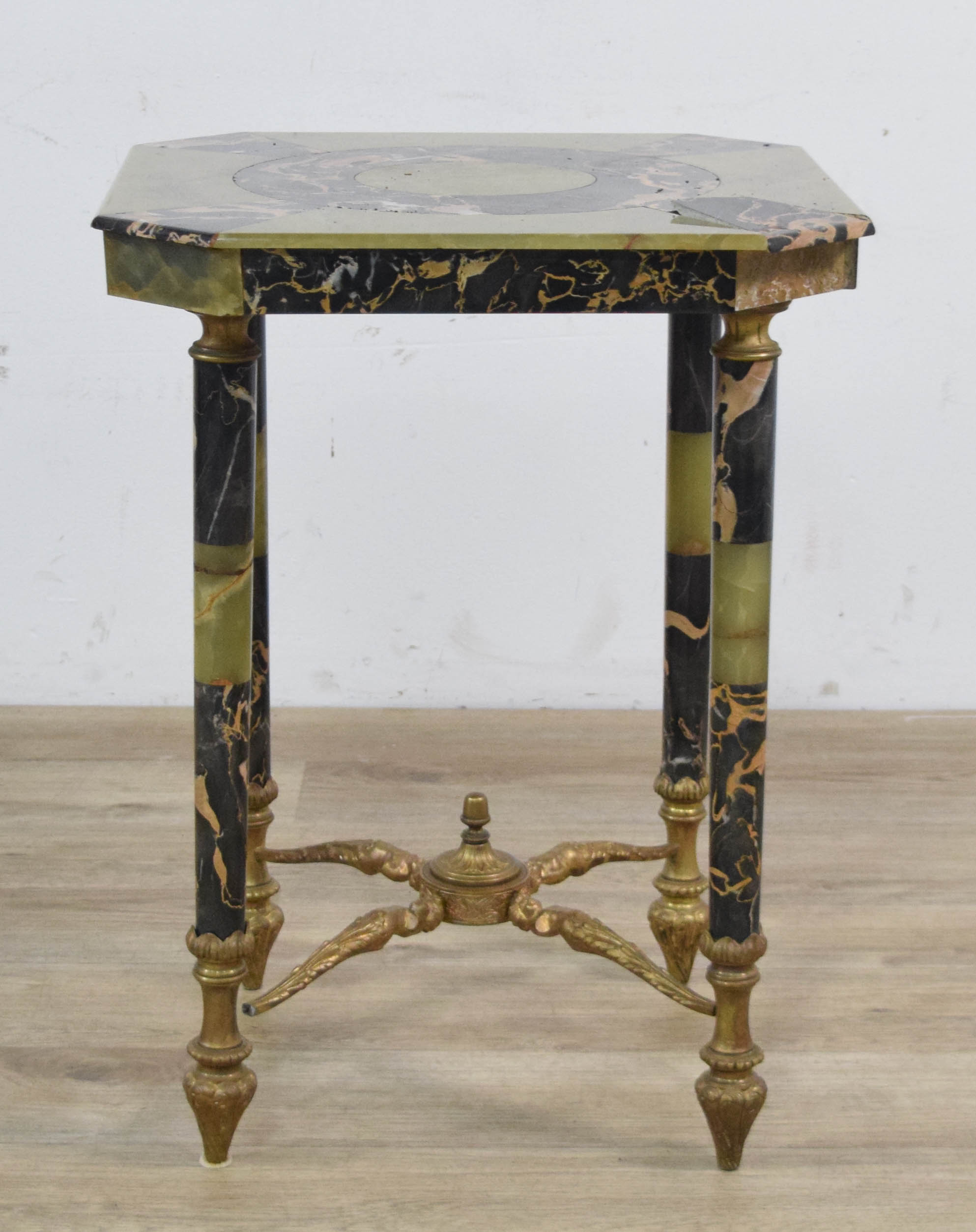 Late 19th Century French Neoclassical Green Onyx and Portoro Marble Side Table