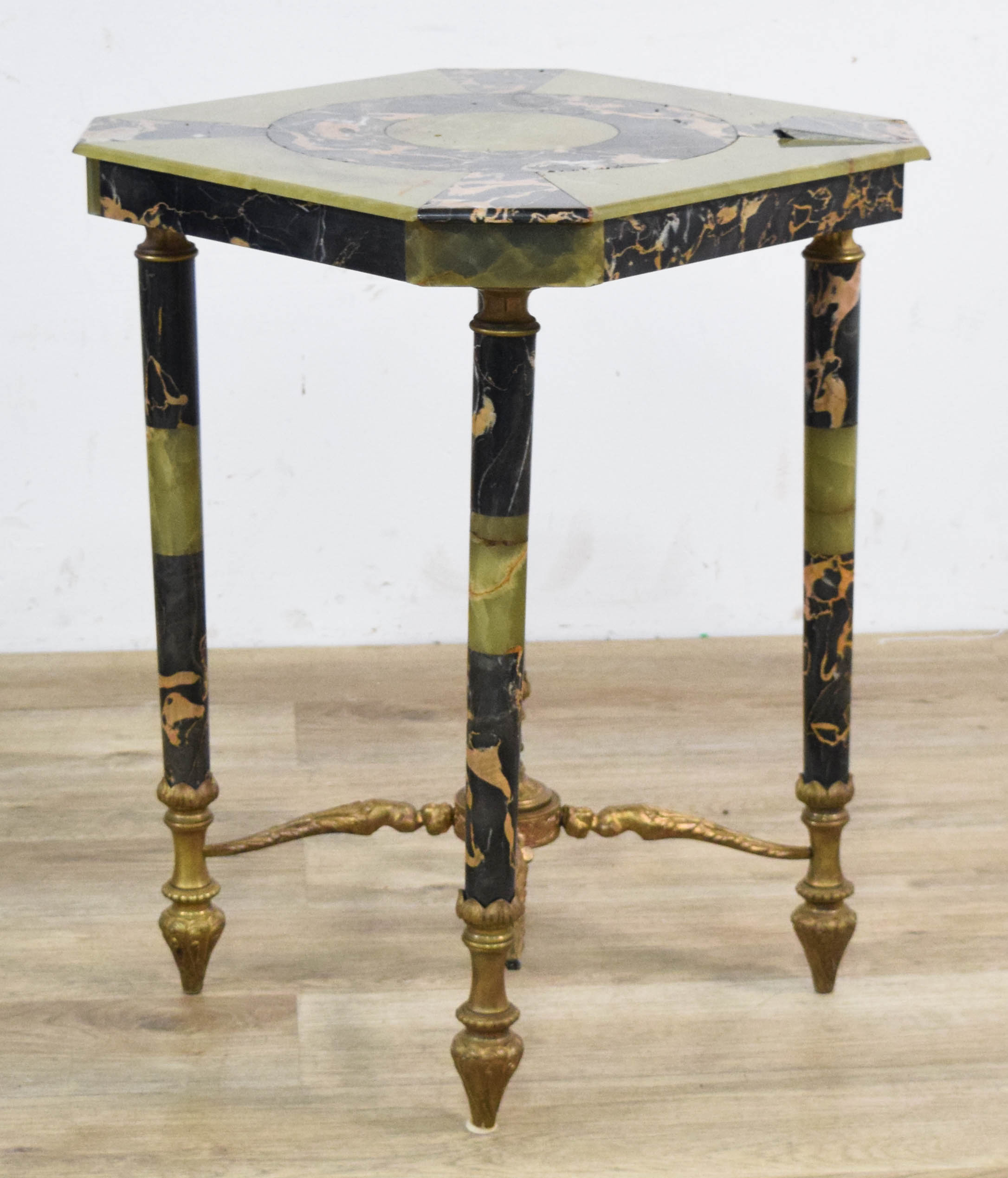 Late 19th Century French Neoclassical Green Onyx and Portoro Marble Side Table