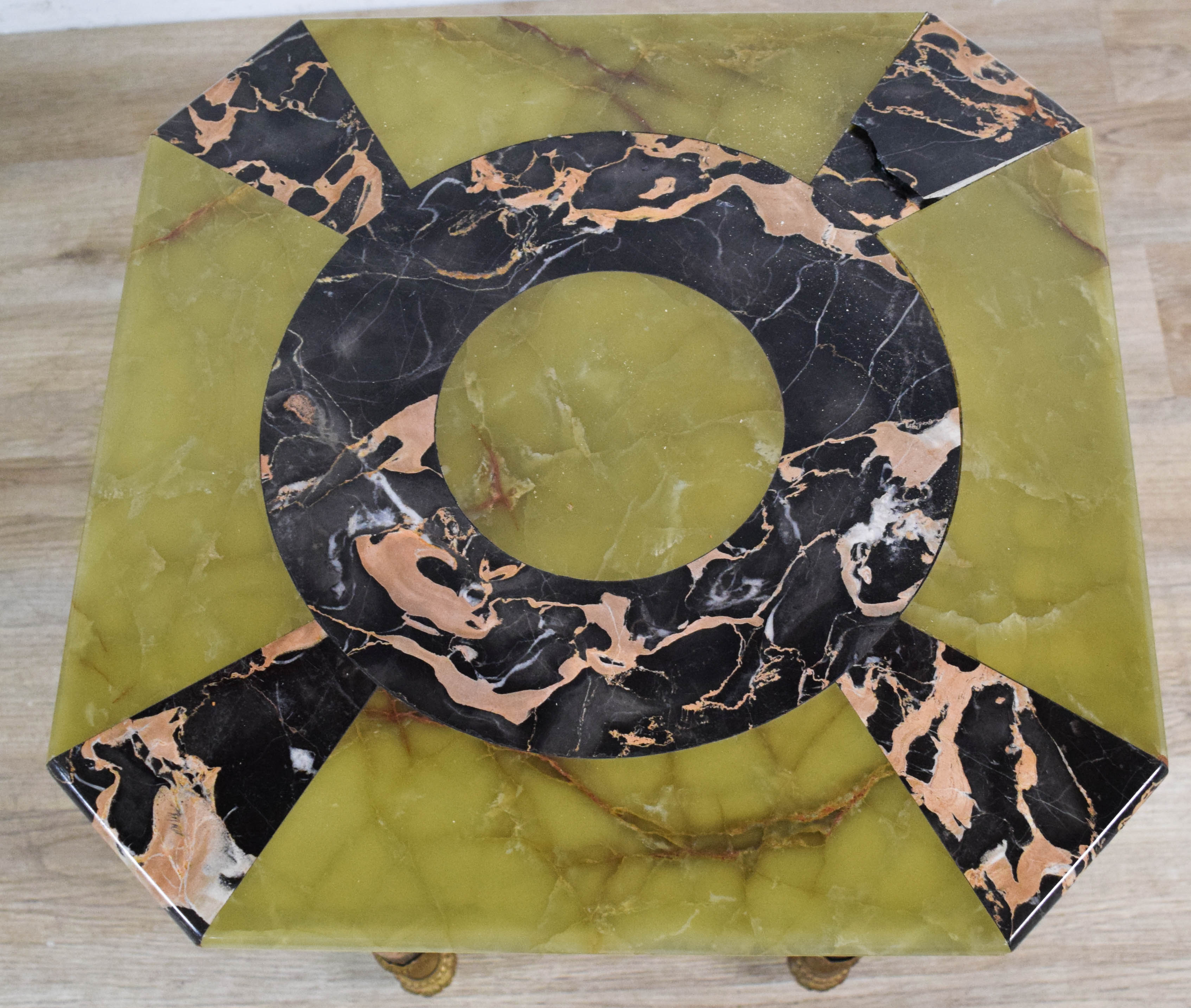 Late 19th Century French Neoclassical Green Onyx and Portoro Marble Side Table