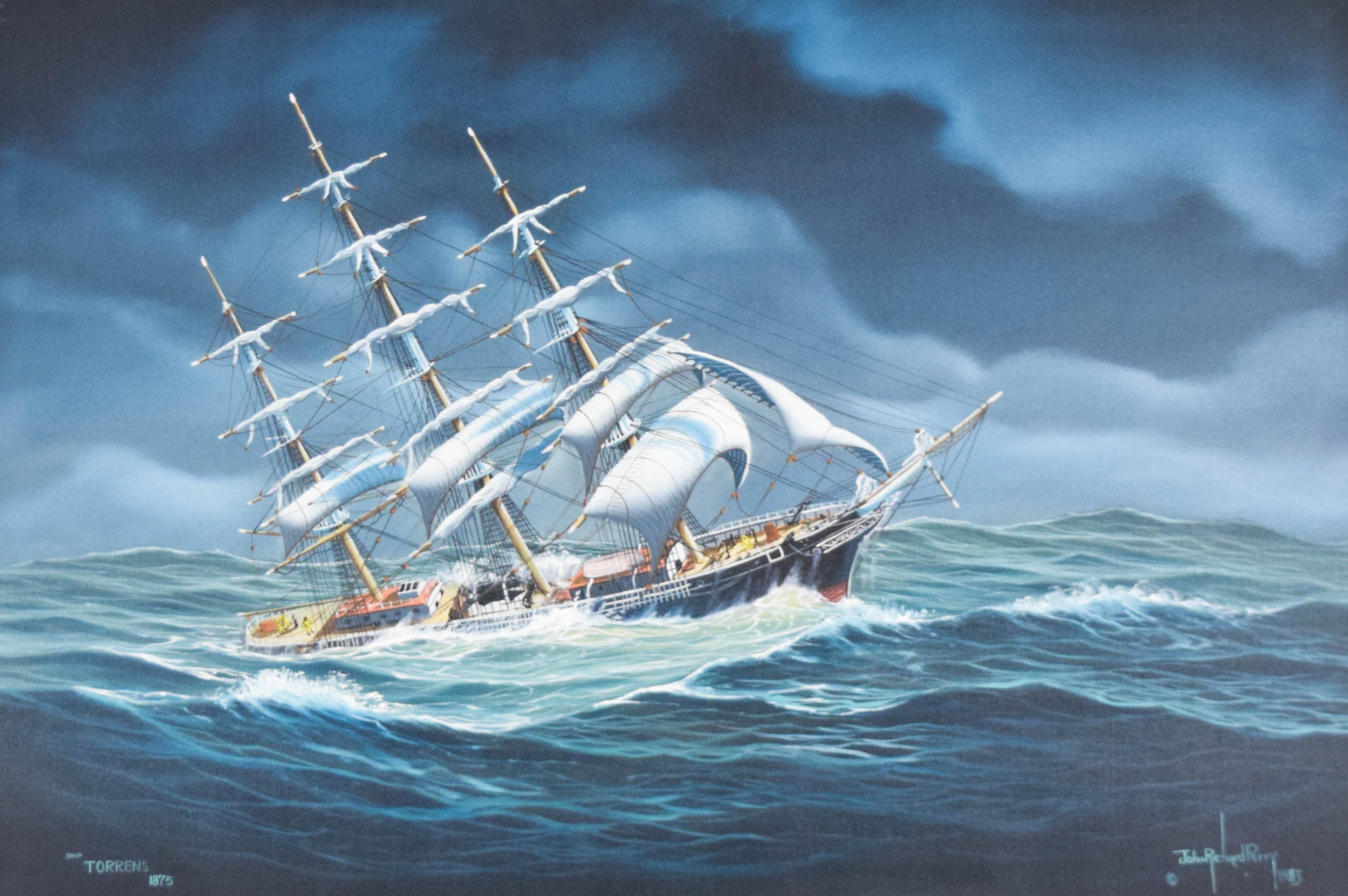 John Richard Perry Oil on Canvas Ship Torrens