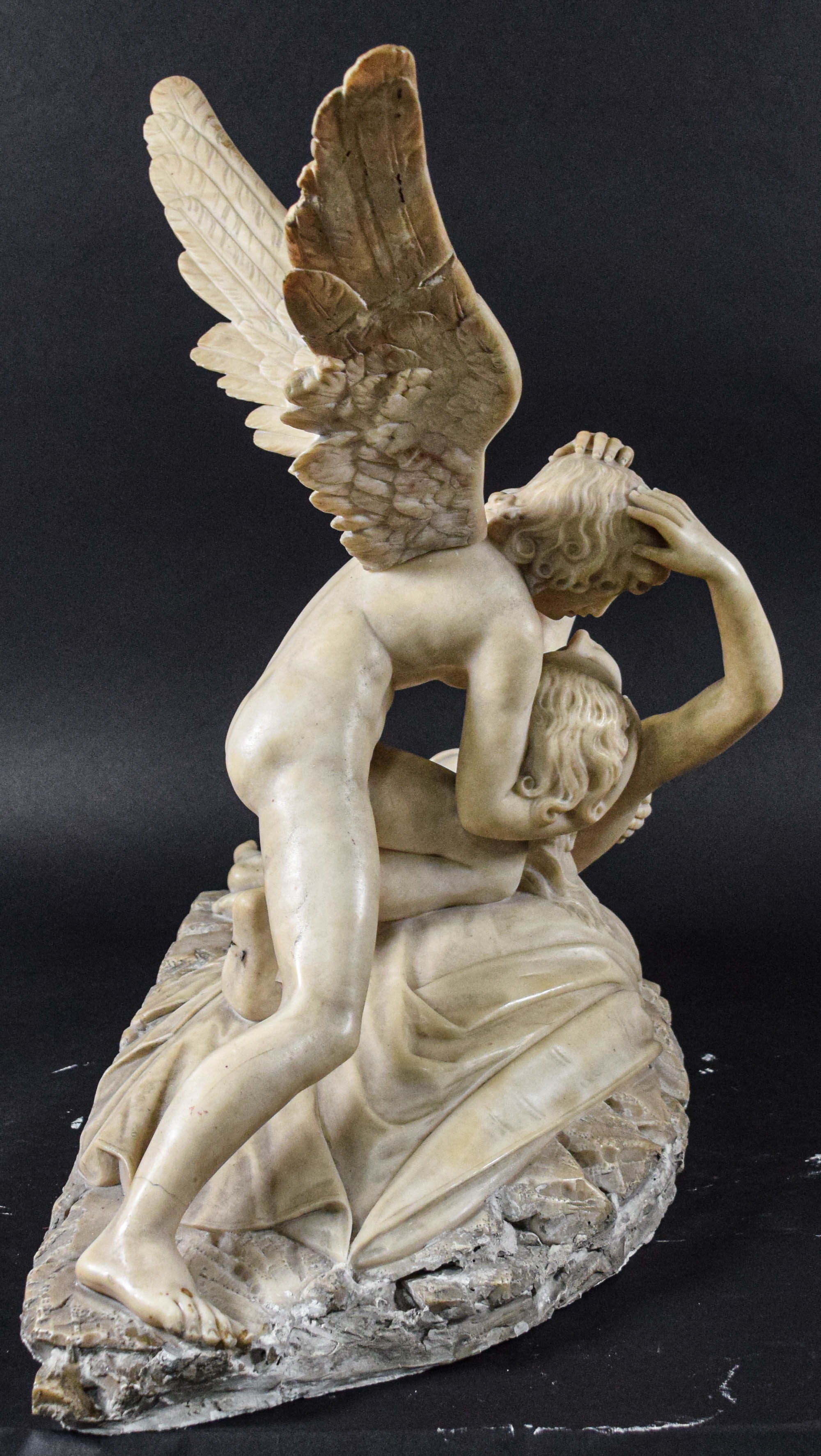 After Antonio Canova Alabaster Sculpture Psyche Revived by Cupid's Kiss
