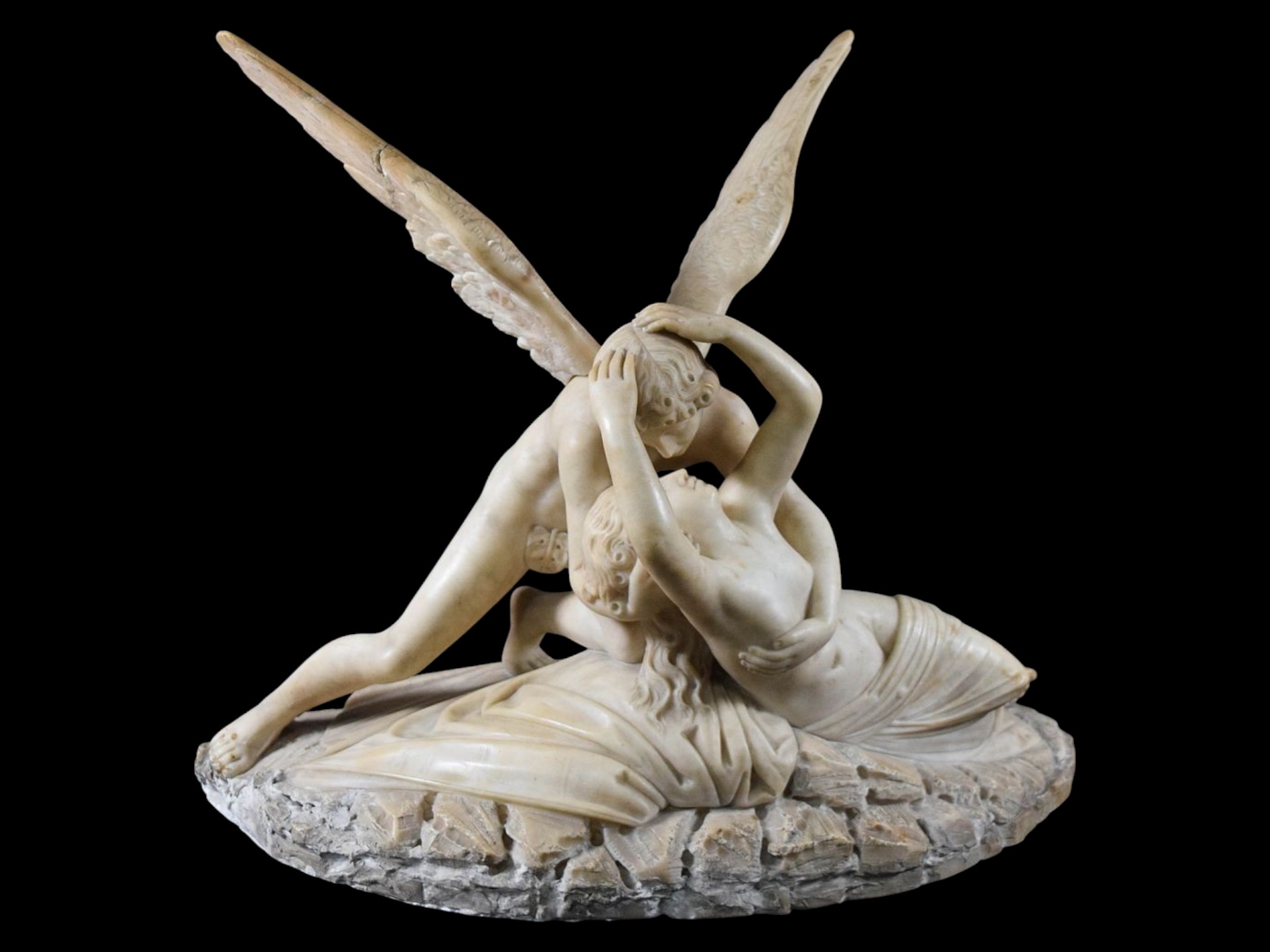 After Antonio Canova Alabaster Sculpture Psyche Revived by Cupid's Kiss