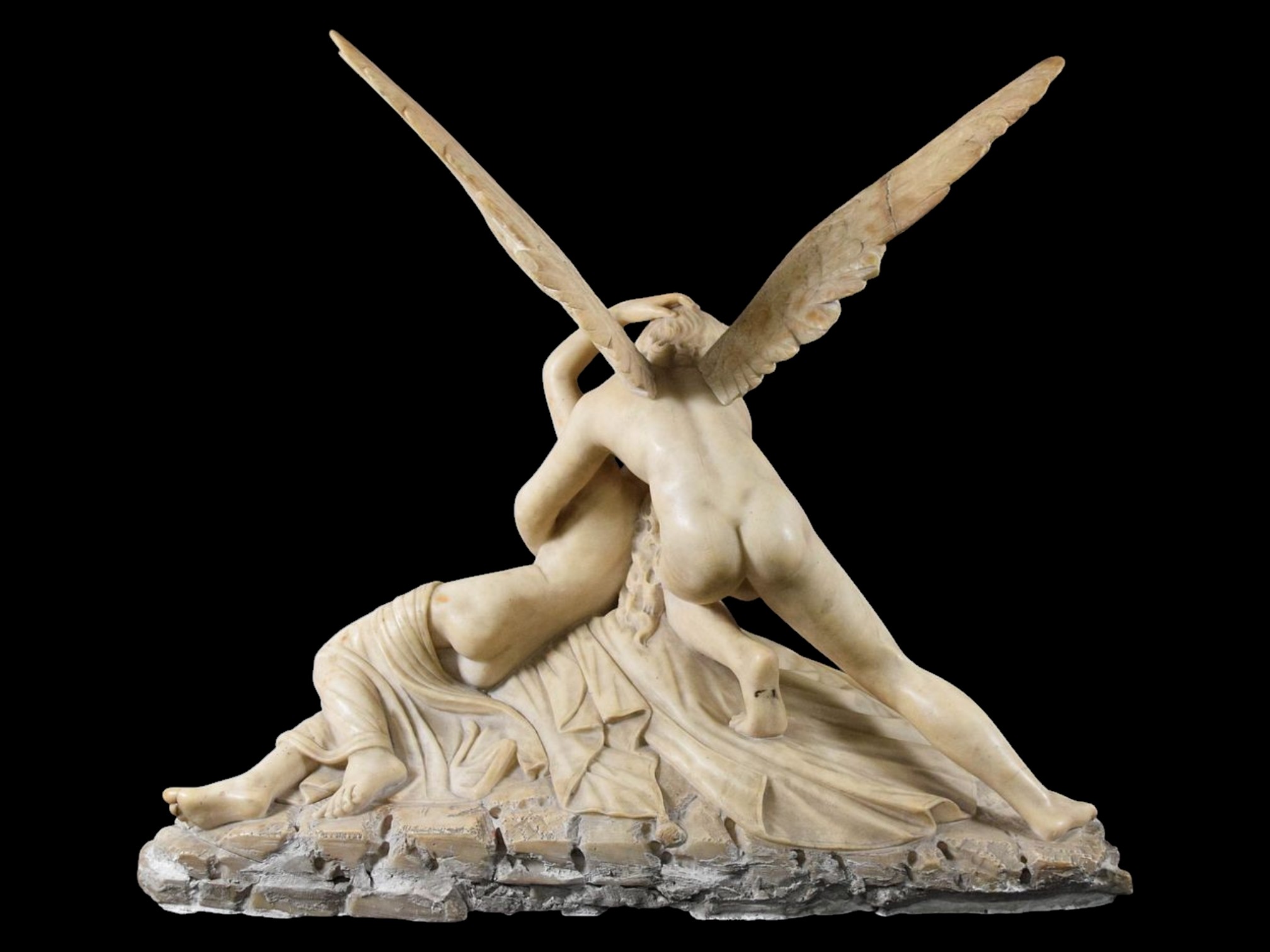 After Antonio Canova Alabaster Sculpture Psyche Revived by Cupid's Kiss