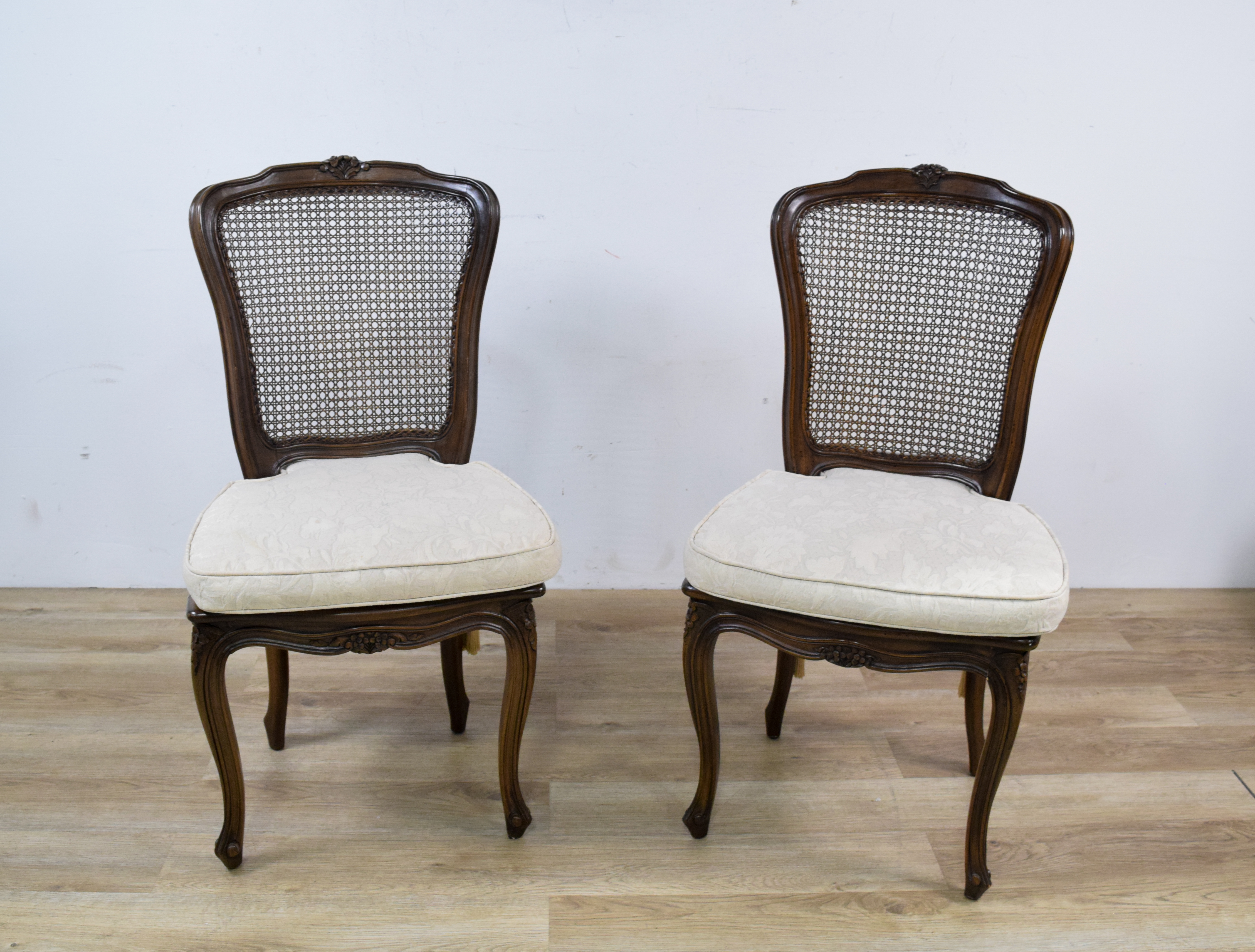 A Pair of Louis XV Style Cane Back Side Chairs