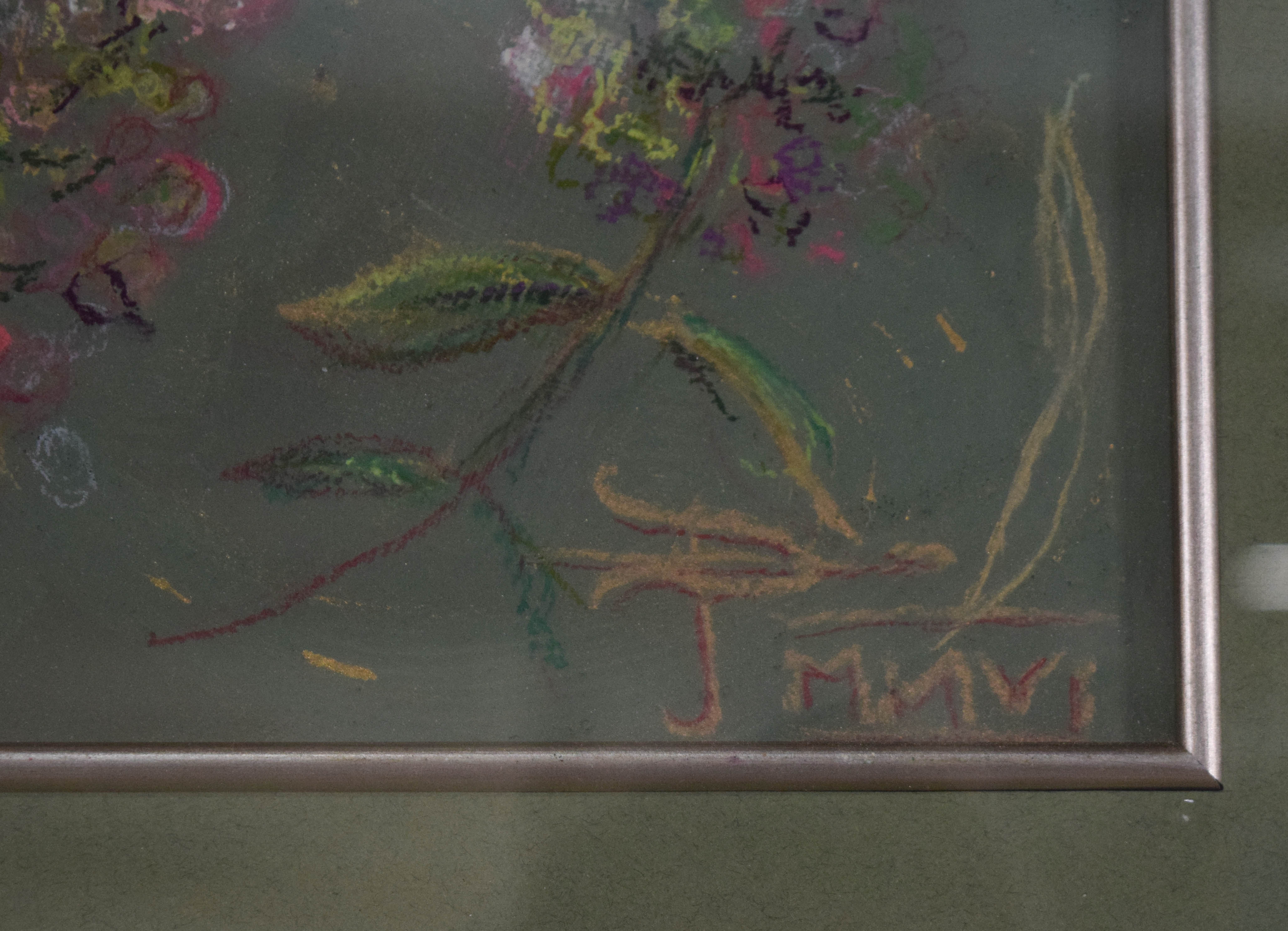 Signed Pastel on Board Hydrangea Study