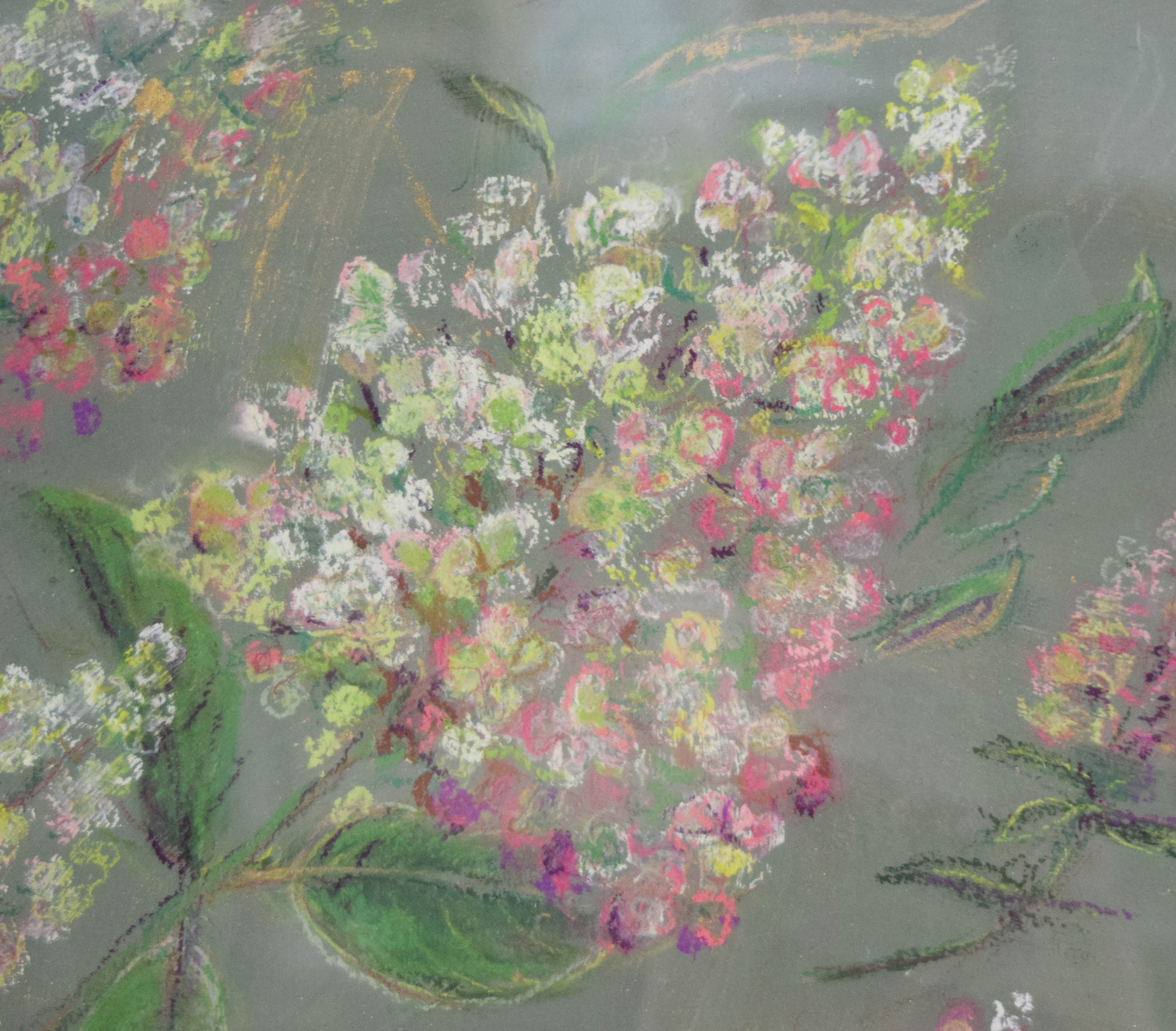 Signed Pastel on Board Hydrangea Study